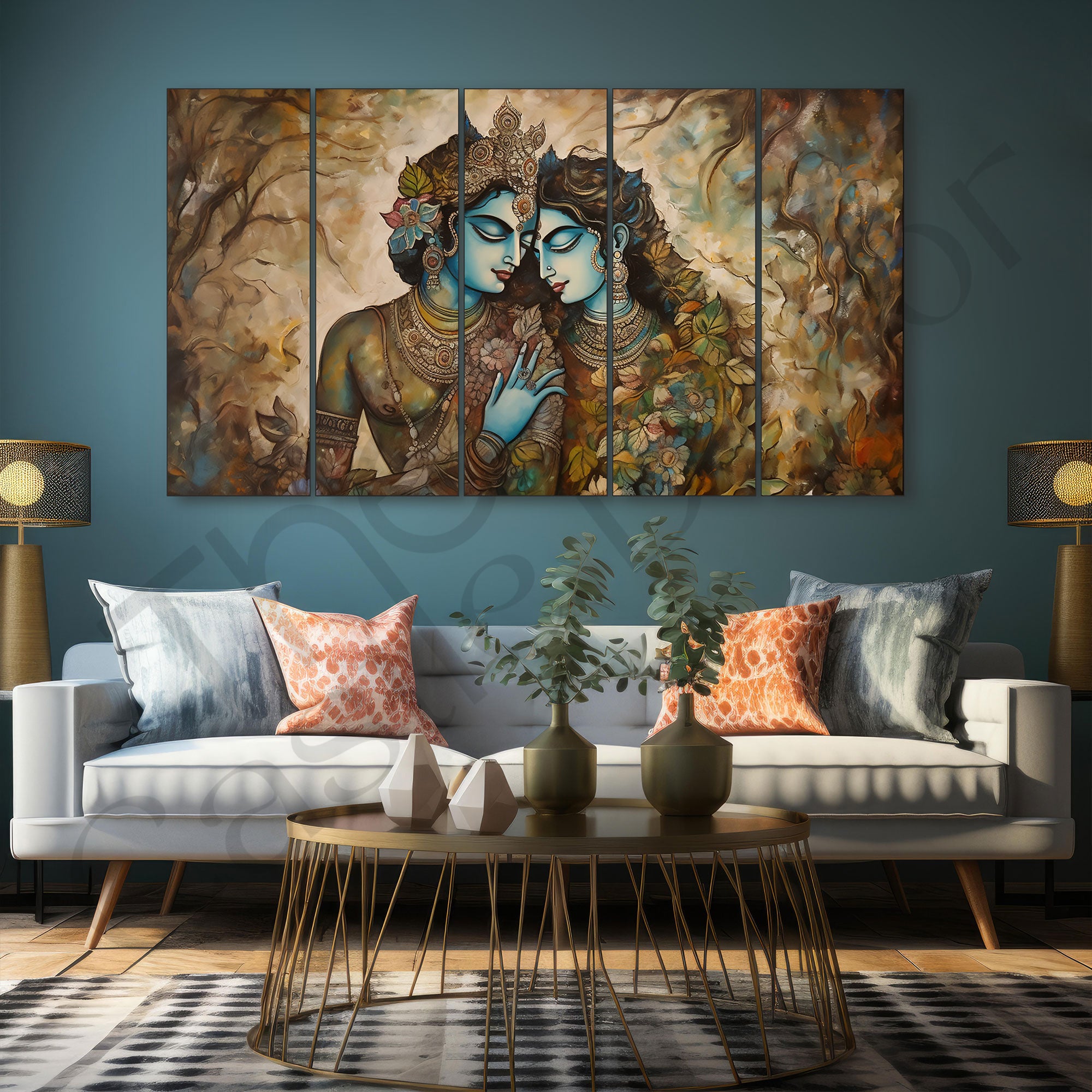 Radha Krishna Painting with frame Big Size Wall Art for living room,Bedroom,Drawing room,Hotels