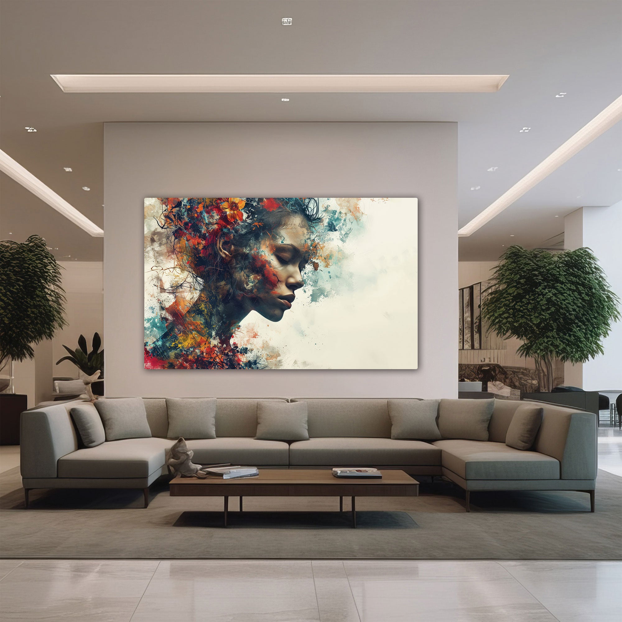 Women Face Abstract Canvas painting with frame Big Size Wall Art for living room,Bedroom,Drawing room,Hotels