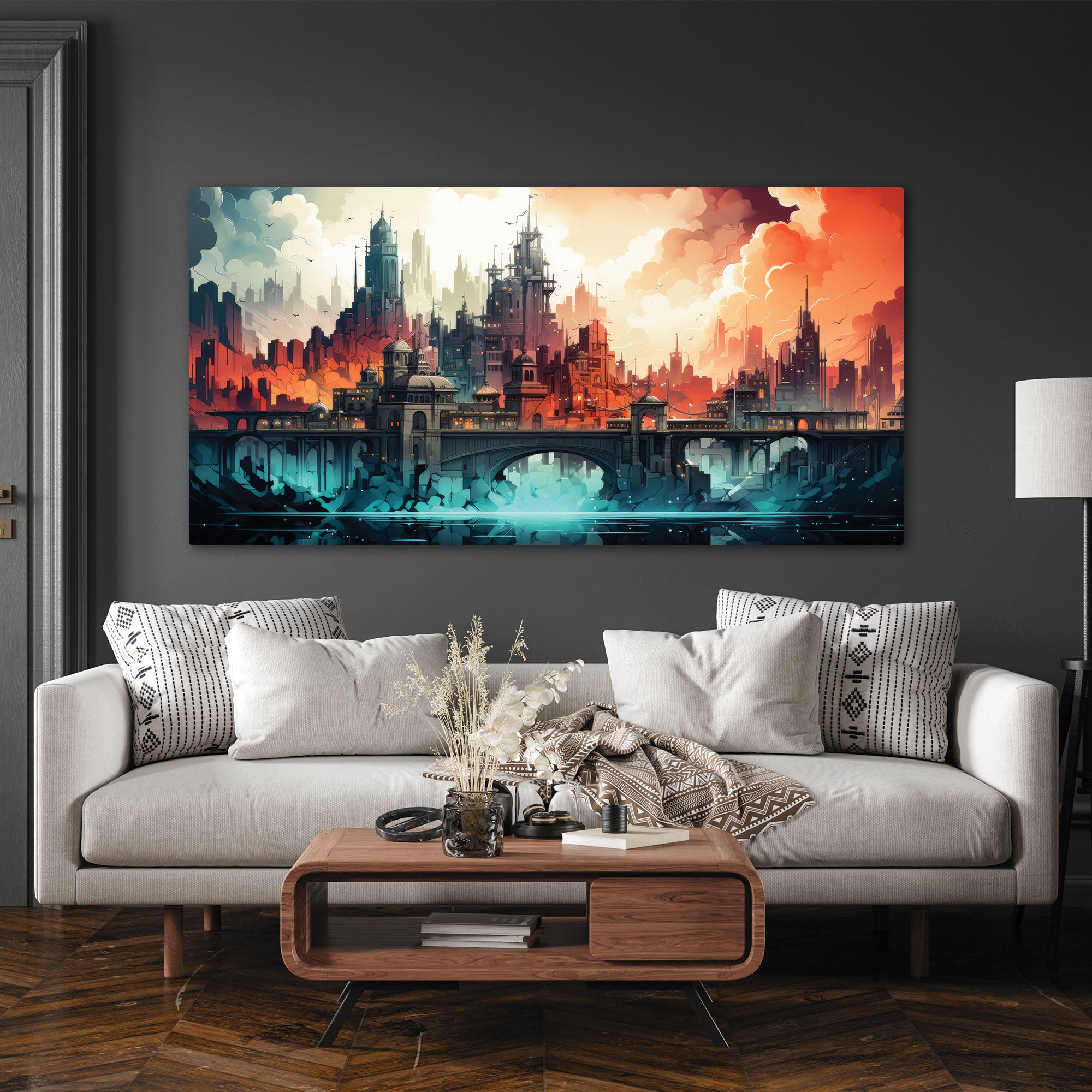 CityAbstract Canvas painting with frame Big Size Wall Art for living room,Bedroom,Drawing room,Hotels