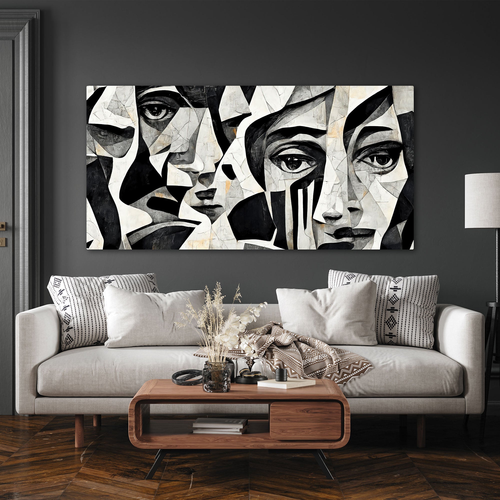 Modern faceAbstract Canvas painting with frame Big Size Wall Art for living room,Bedroom,Drawing room,Hotels