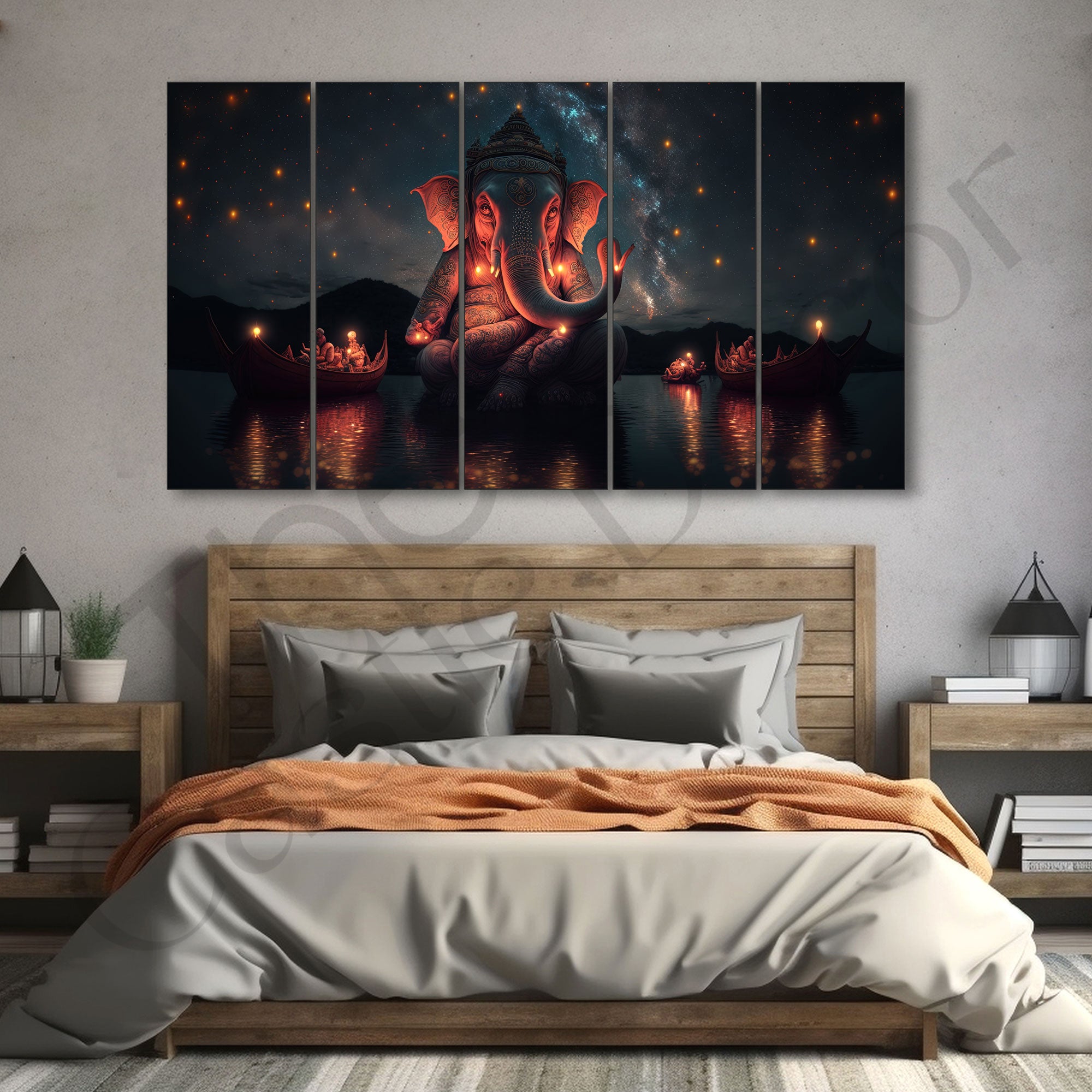 Lord Ganesha Painting with frame Big Size Wall Art for living room,Bedroom,Drawing room,Hotels