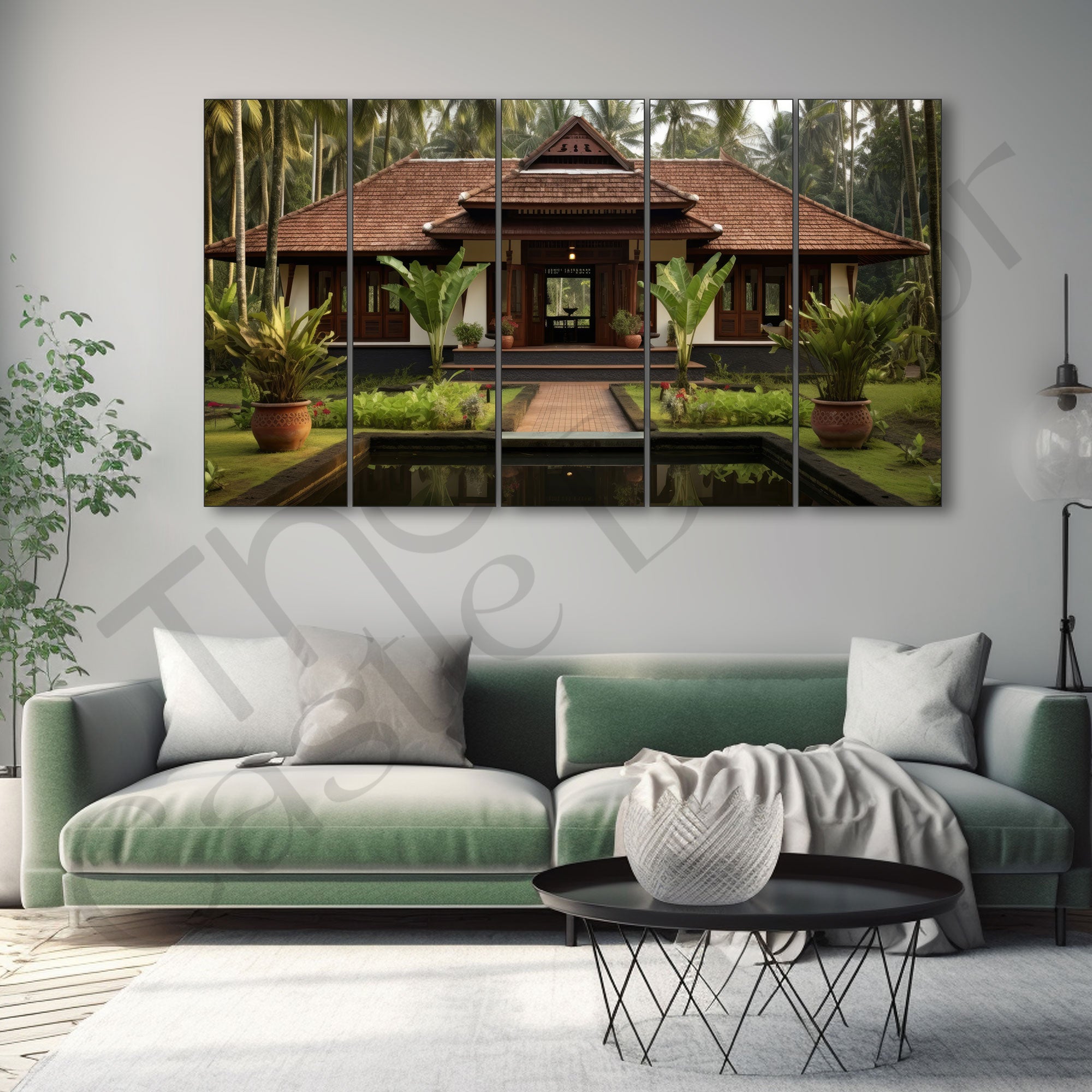 Kerala House Painting with frame Big Size Wall Art for living room,Bedroom,Drawing room,Hotels