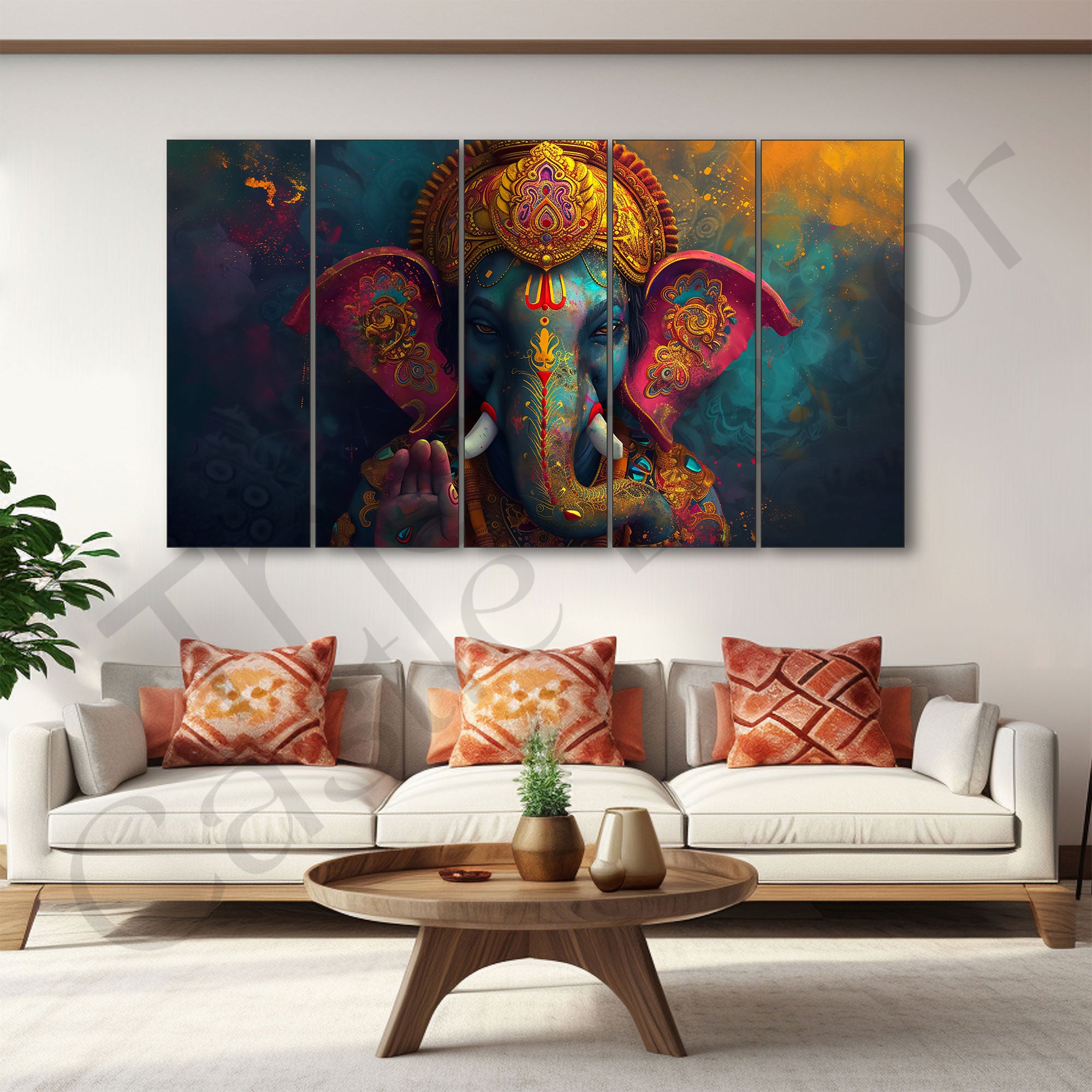 Lord Ganesha Painting with frame Big Size Wall Art for living room,Bedroom,Drawing room,Hotels