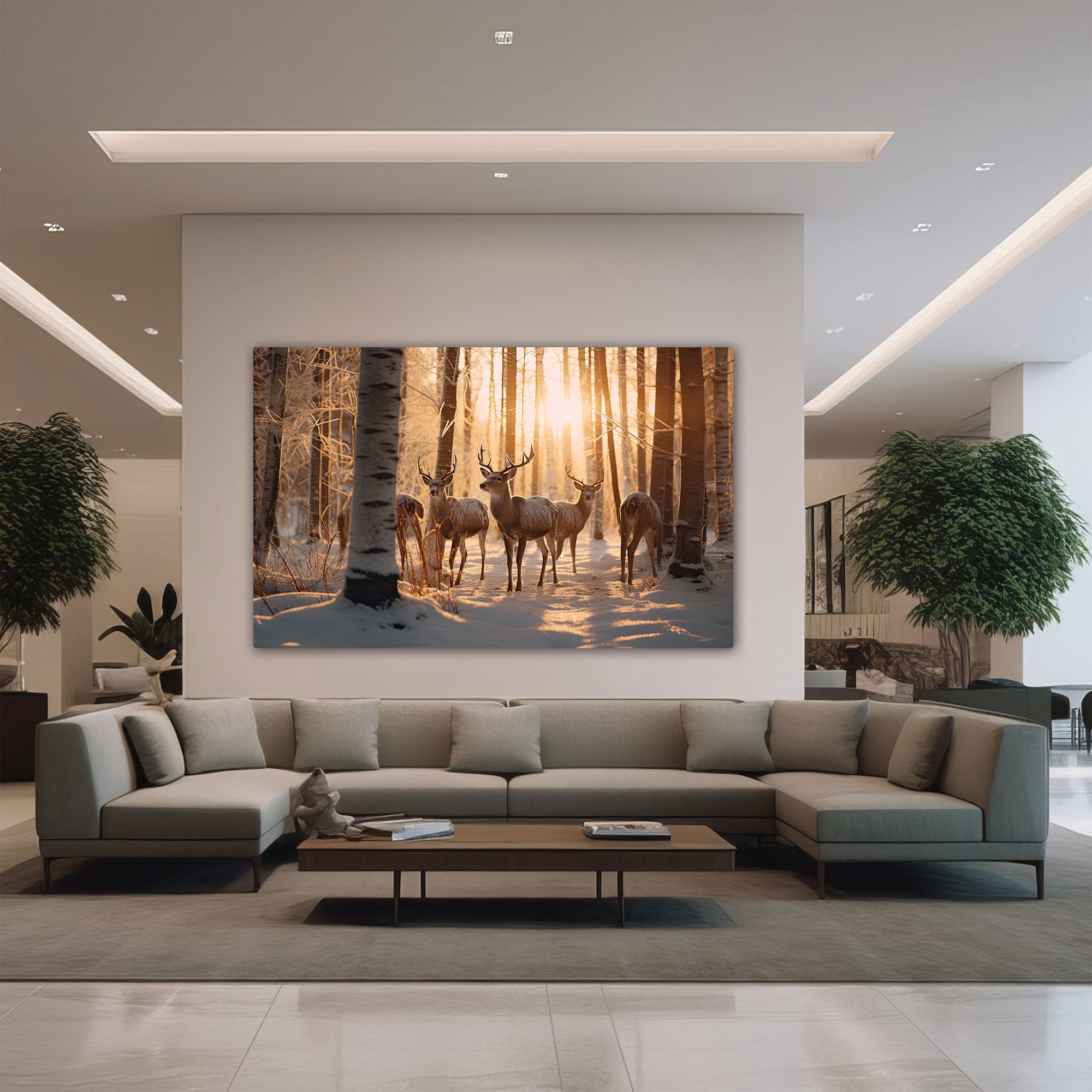 Canvas painting forest deer with frame Big Size Wall Art for living room,Bedroom,Drawing room,Hotels