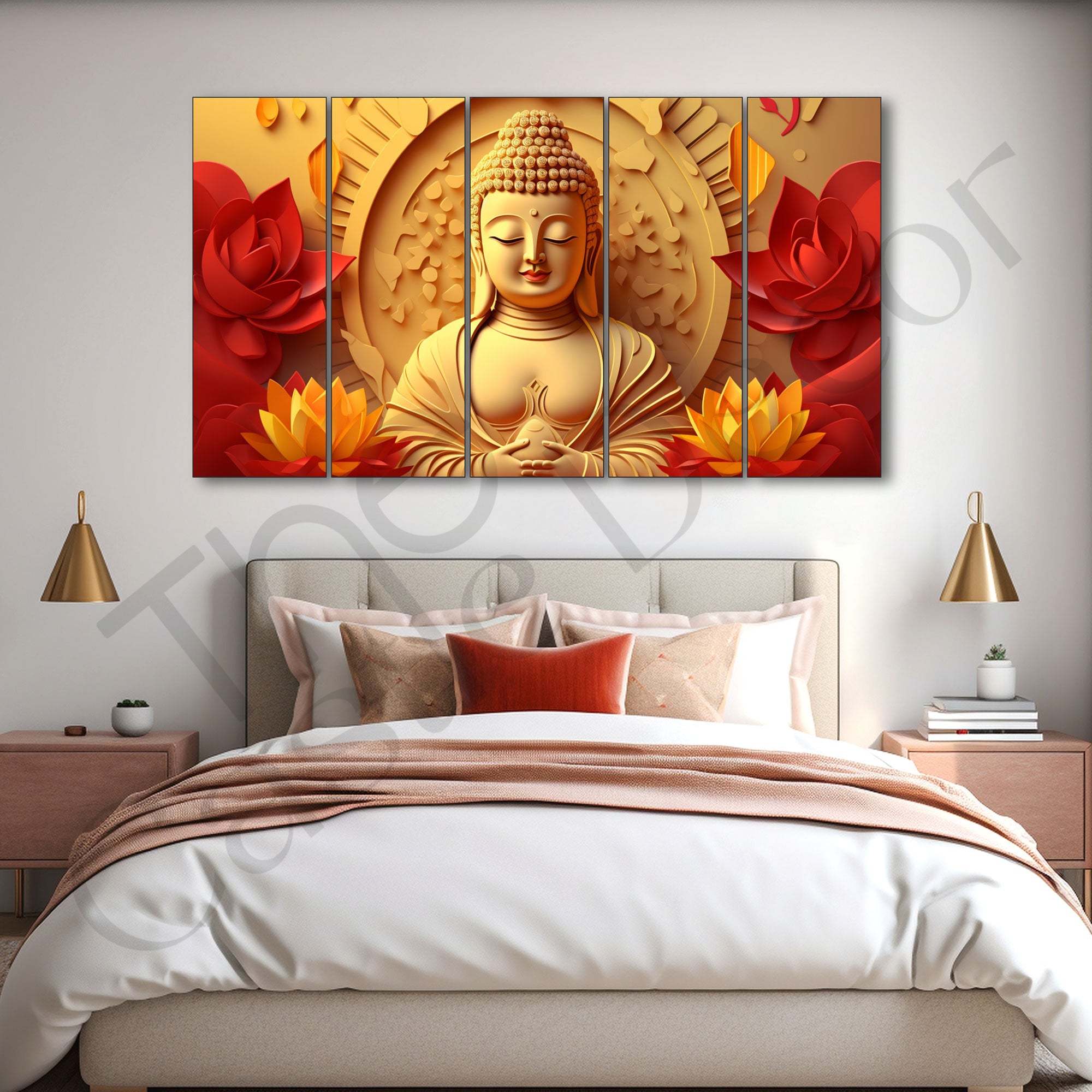 Lord Budha Painting with frame Big Size Wall Art for living room,Bedroom,Drawing room,Hotels