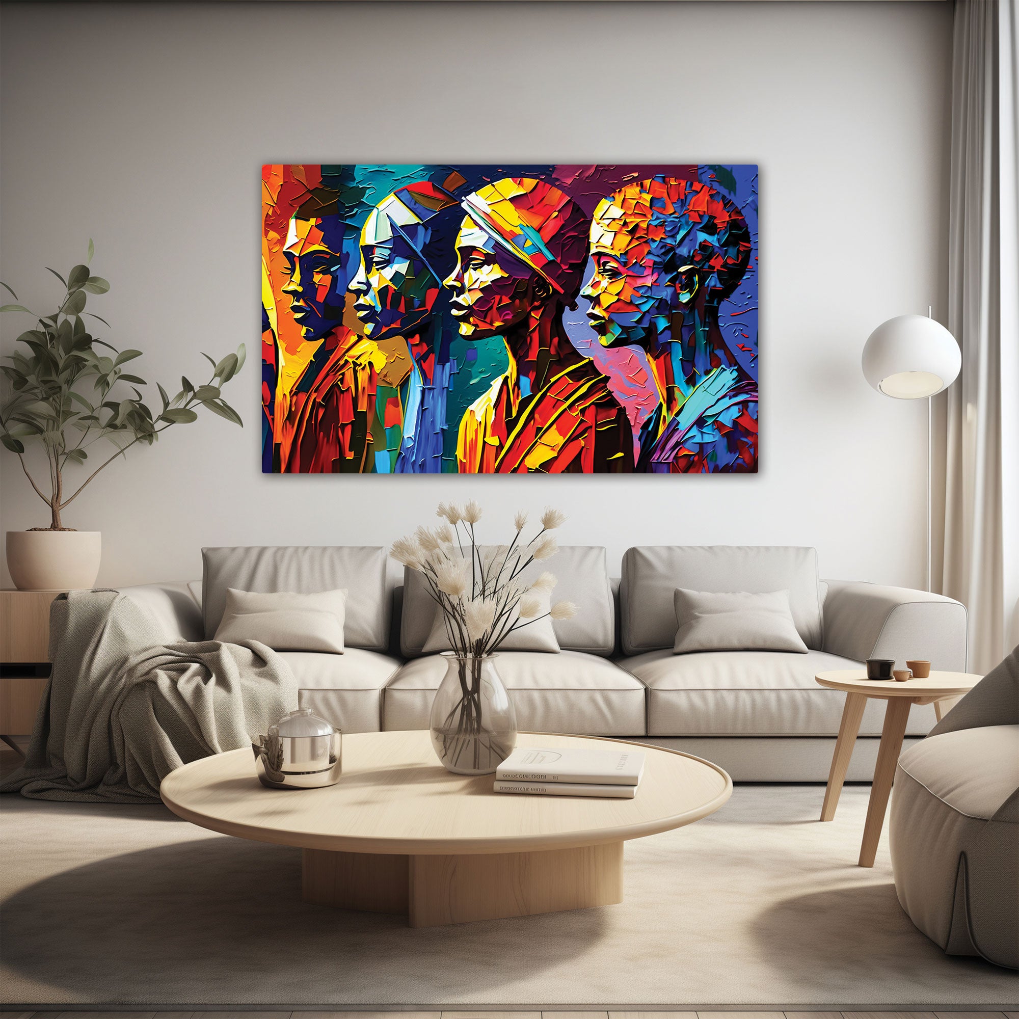 Multiwoman face Canvas painting with frame Big Size Wall Art for living room,Bedroom,Drawing room,Hotels