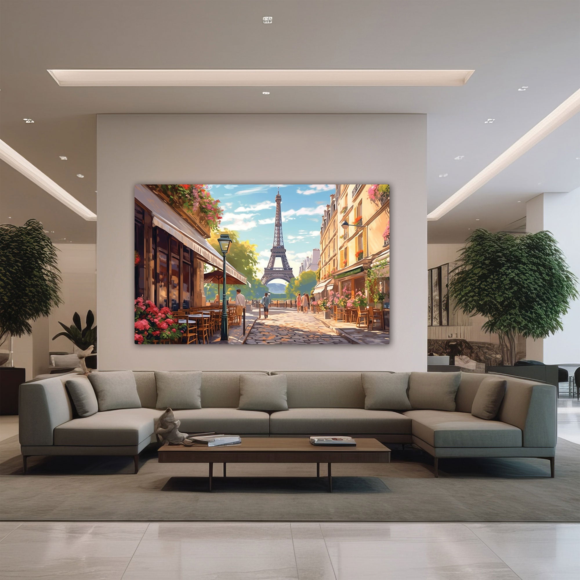 The Castle Decor cafe paris canvas/Sparkle painting Big Size Wall Art for living room,Bedroom,Drawing room,Hotels-Wooden Framed-Digital Painting