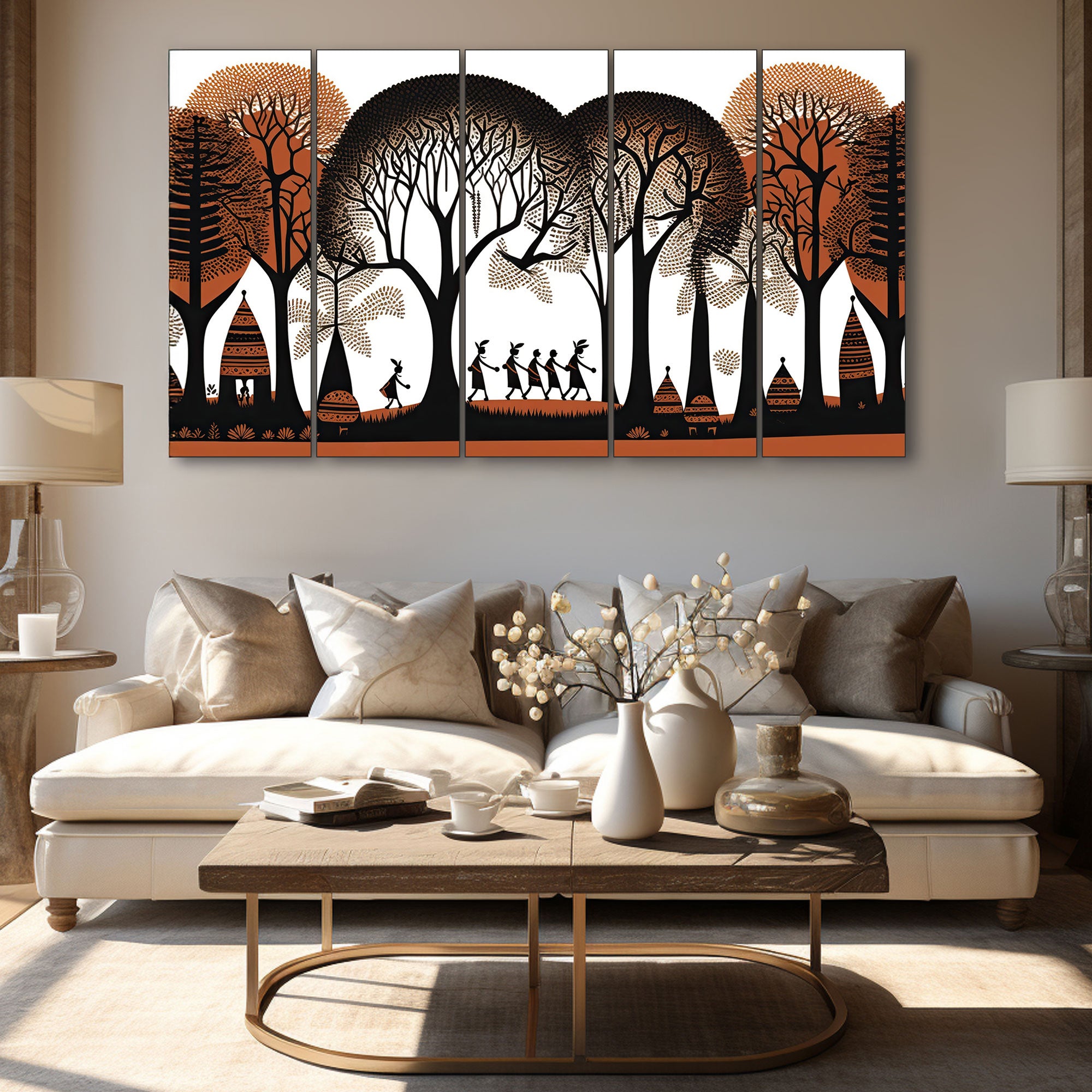 Warli Art Painting with frame Big Size Wall Art for living room,Bedroom,Drawing room,Hotels