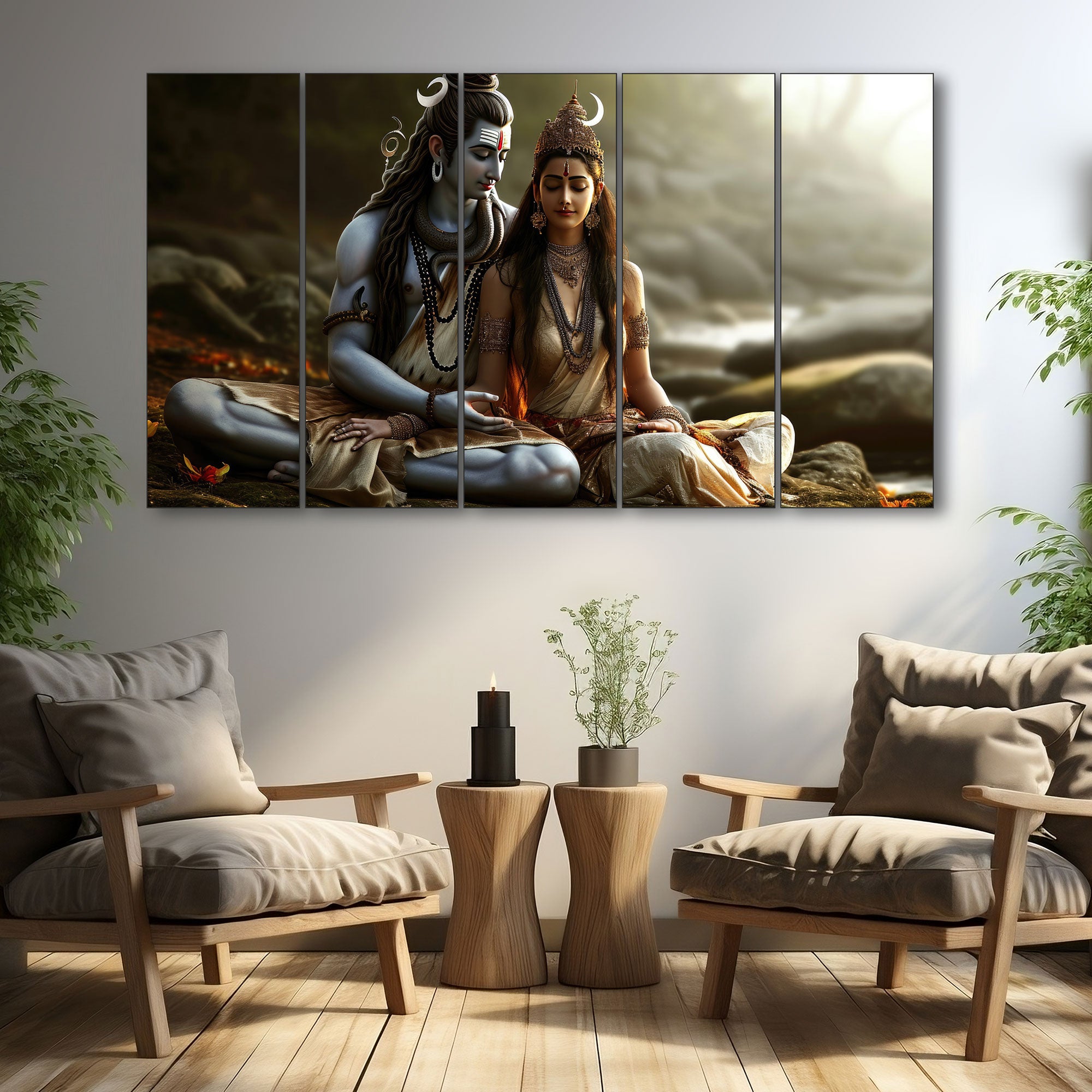 Shiv Parvati Painting with frame Big Size Wall Art for living room,Bedroom,Drawing room,Hotels