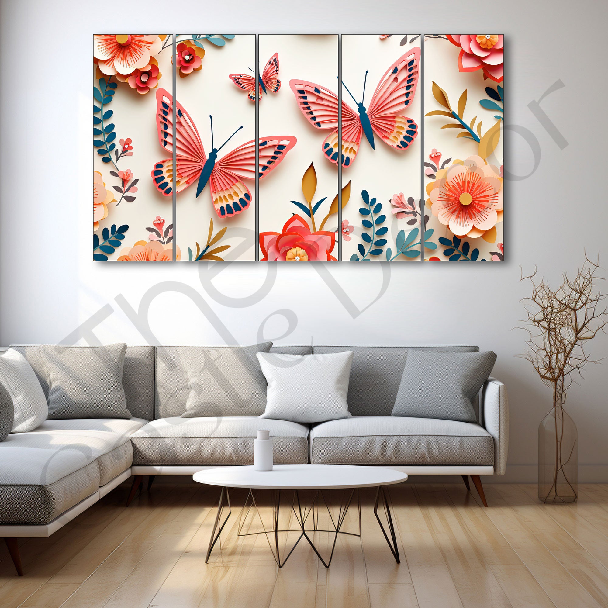 Butterflies Painting with frame Big Size Wall Art for living room,Bedroom,Drawing room,Hotels