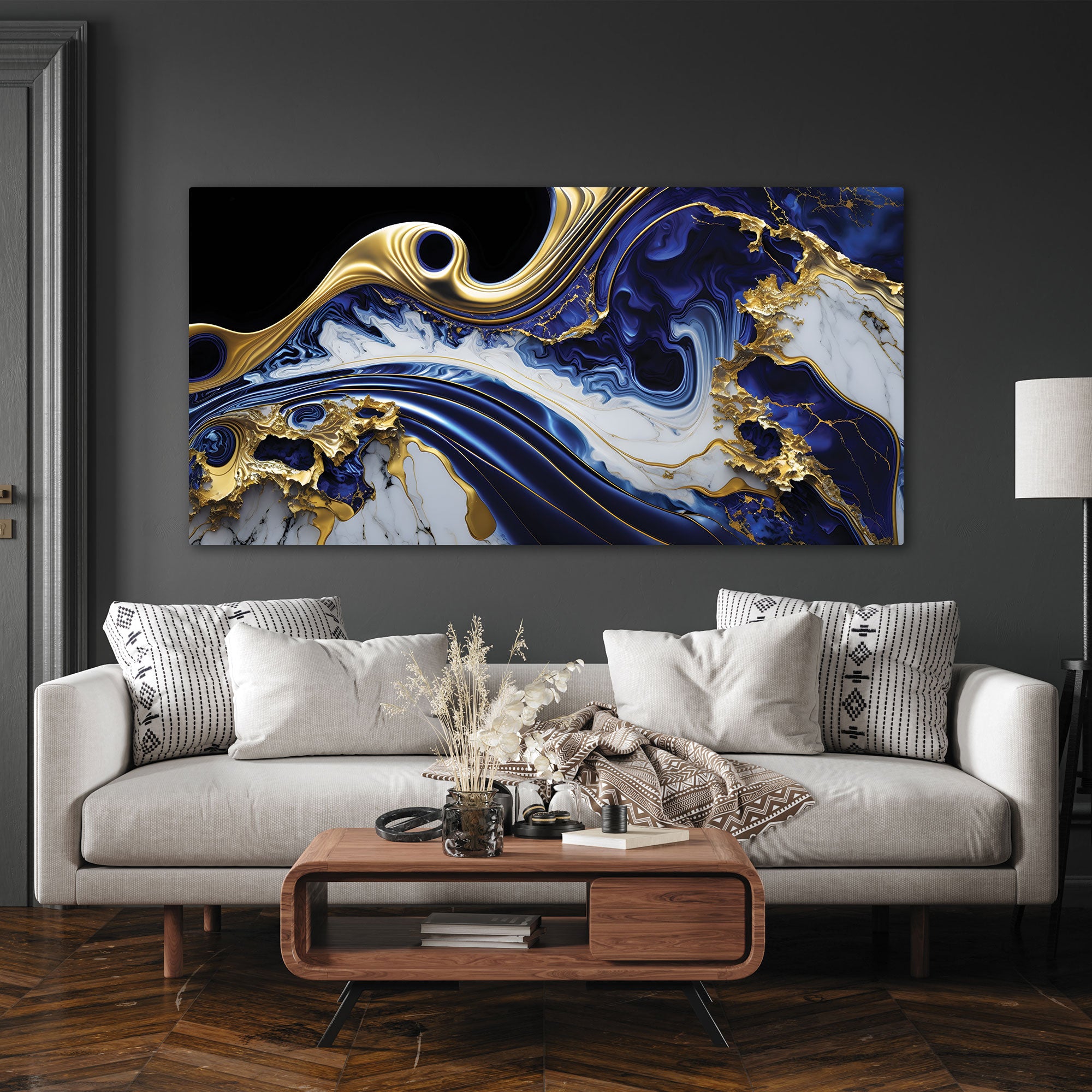 MarbleAbstract Canvas painting Big Size Wall Art for living room,Bedroom,Drawing room,Hotels-Wooden FramedDigital Painting