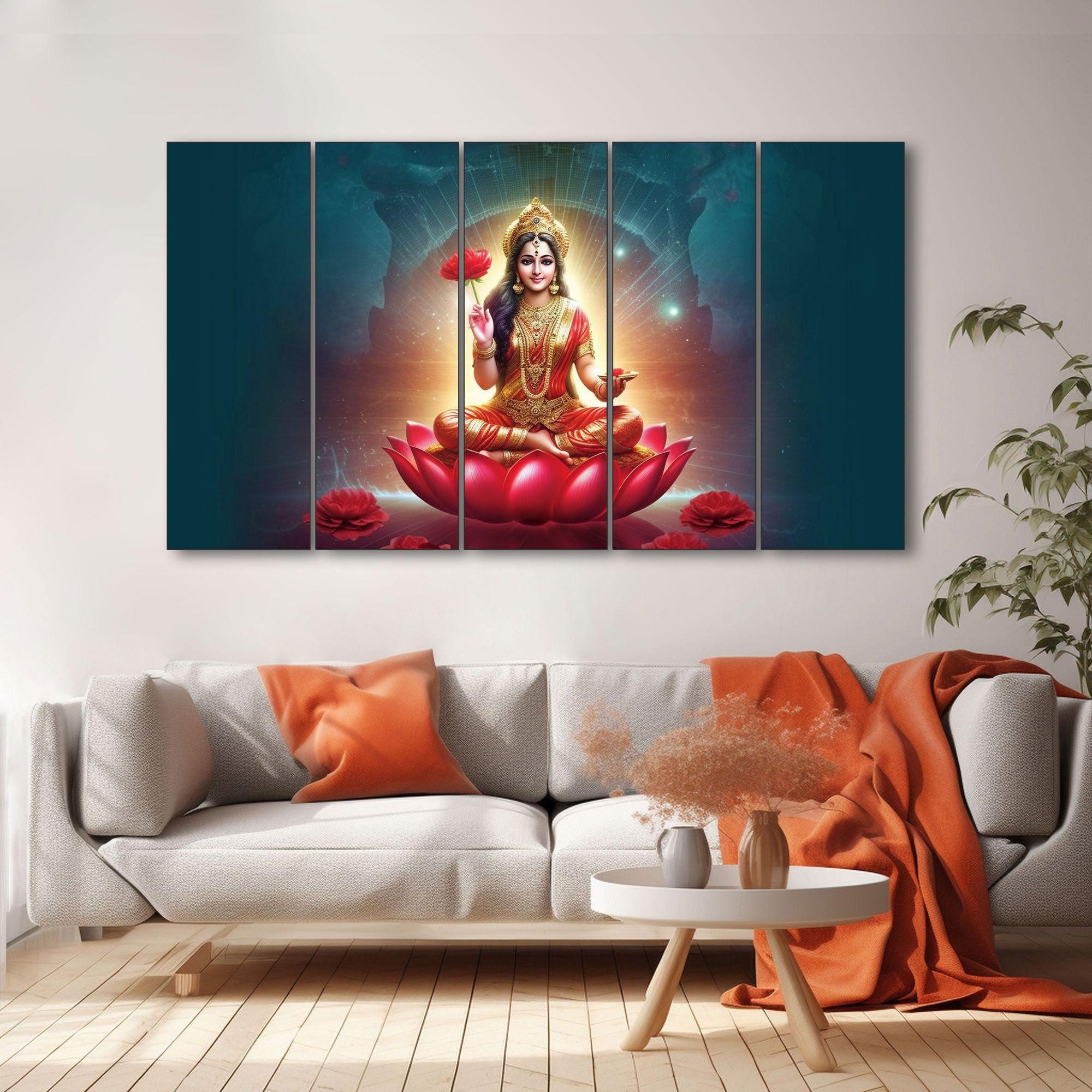 Goddess Laxmi ji Painting with frame Big Size Wall Art for living room,Bedroom,Drawing room,Hotels