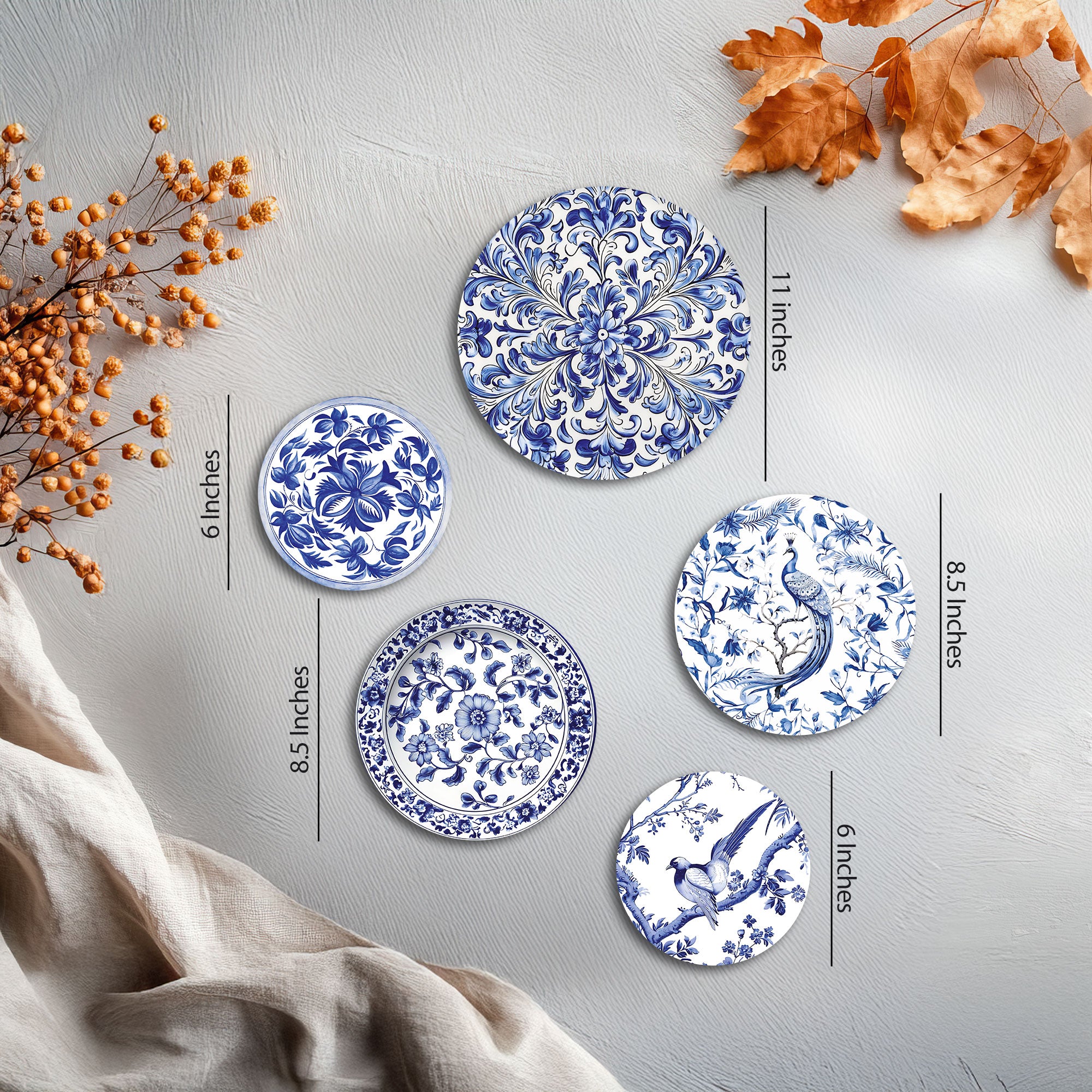 The Castle Decor Holland Wall Plates & Paintings | Perfect Home Decor and Wall Decor Items for Your Hall and Living Room | Set of 5 | Gift Items, Multicolor