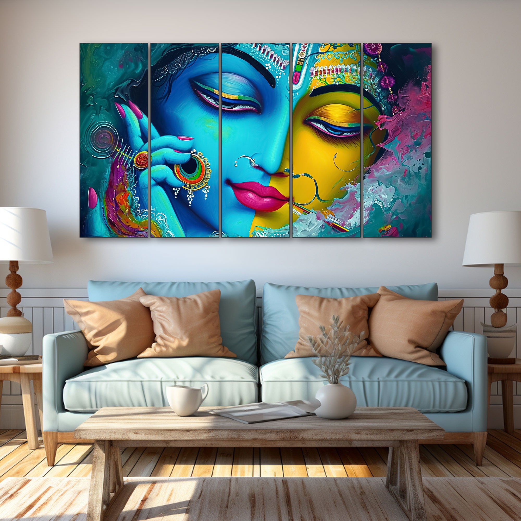 Radha Krishan Painting with frame Big Size Wall Art for living room,Bedroom,Drawing room,Hotels