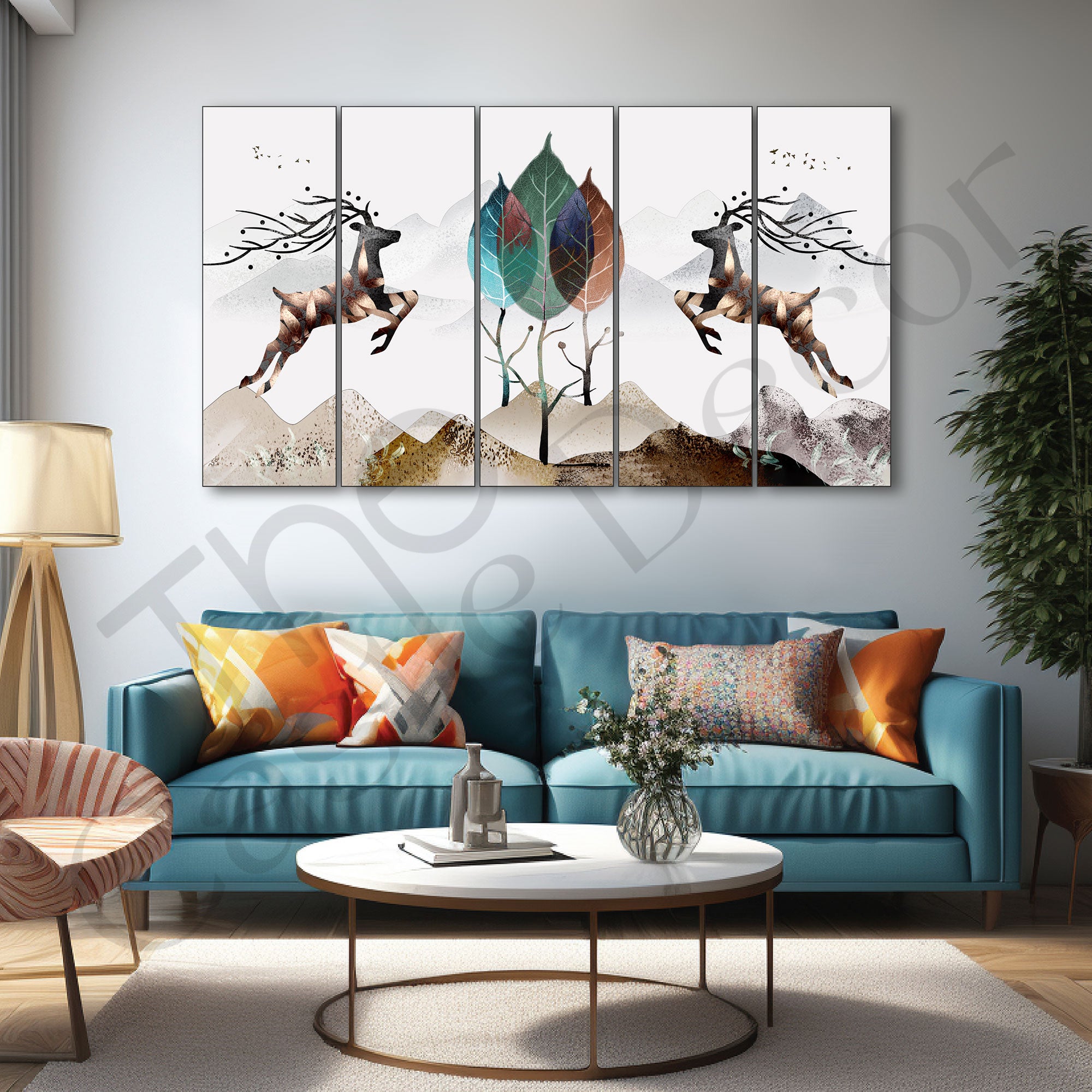 Golden Deer Painting with frame Big Size Wall Art for living room,Bedroom,Drawing room,Hotels
