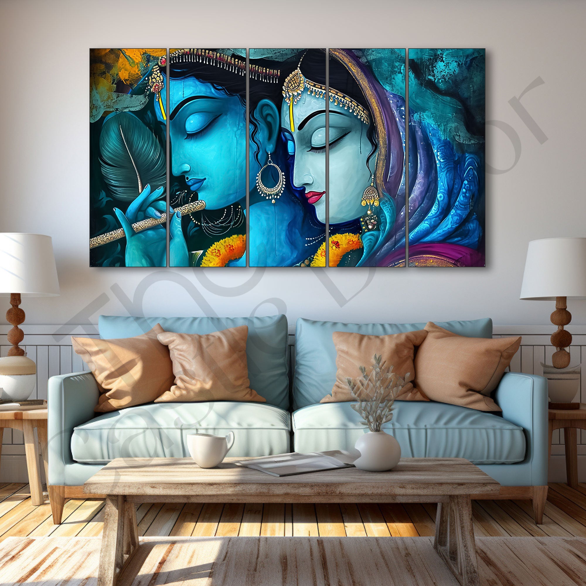 Radha Krishna Painting with frame Big Size Wall Art for living room,Bedroom,Drawing room,Hotels