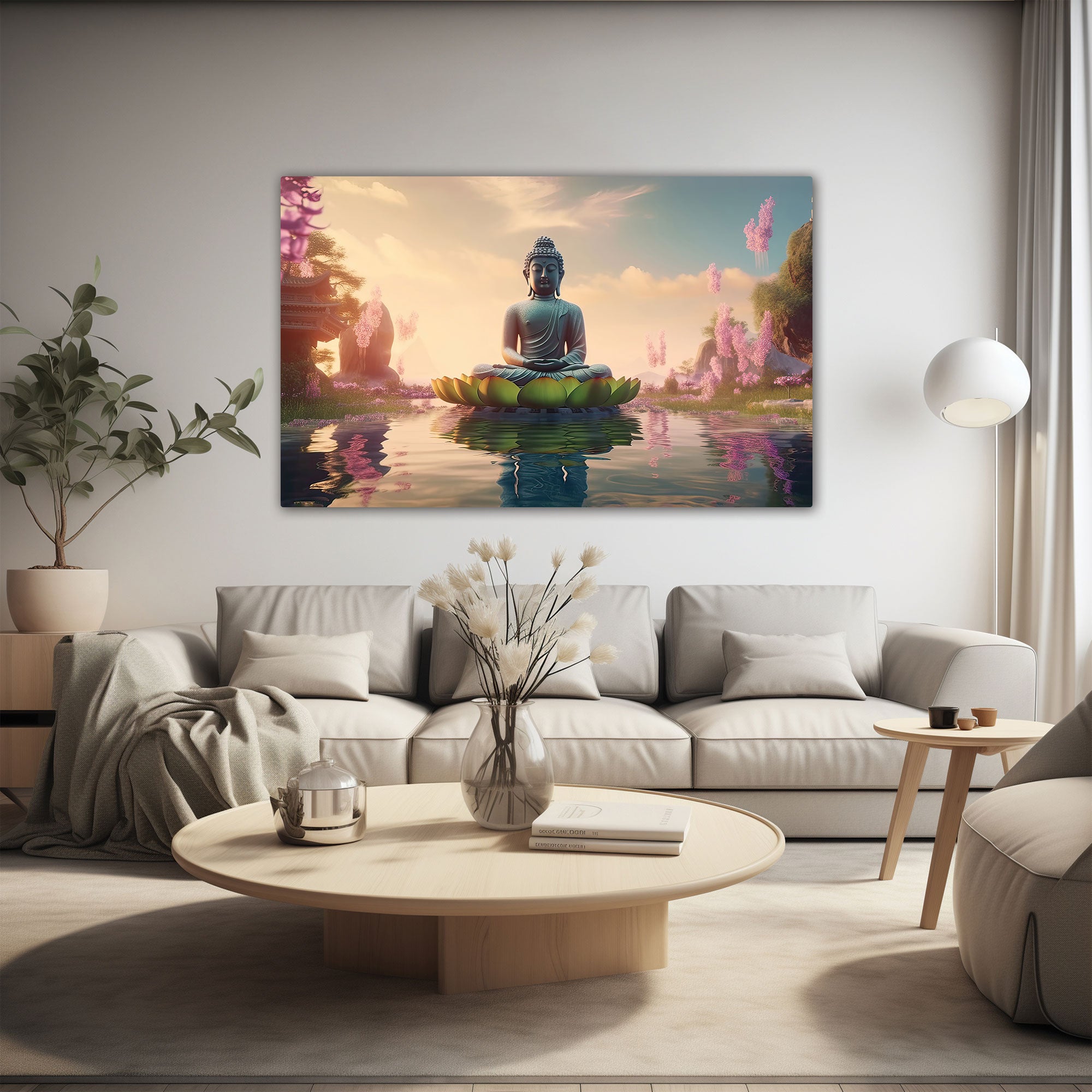 Lord budha meditating Canvas painting with frame Big Size Wall Art for living room,Bedroom,Drawing room,Hotels