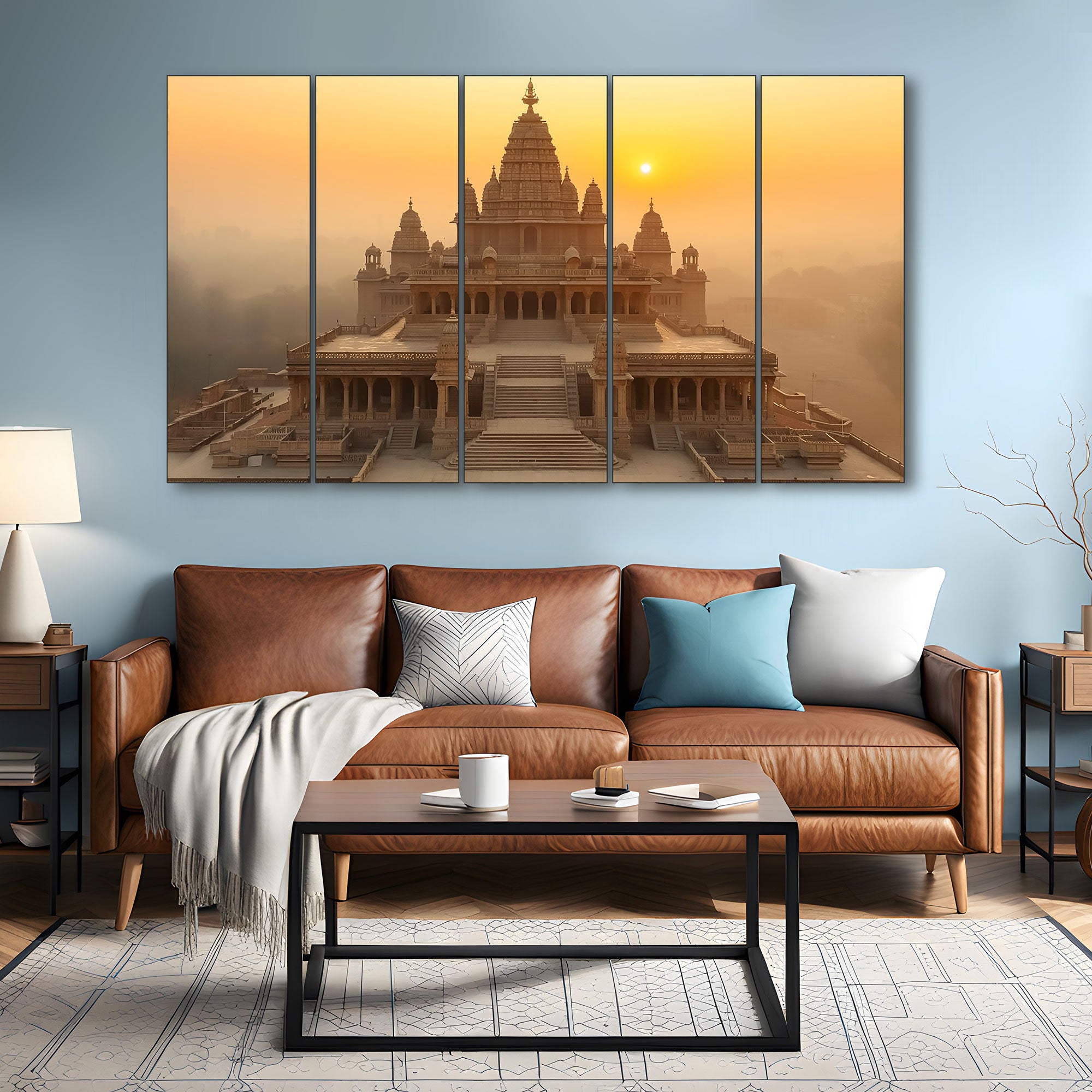 Ram Mandir Painting with frame Big Size Wall Art for living room,Bedroom,Drawing room,Hotels