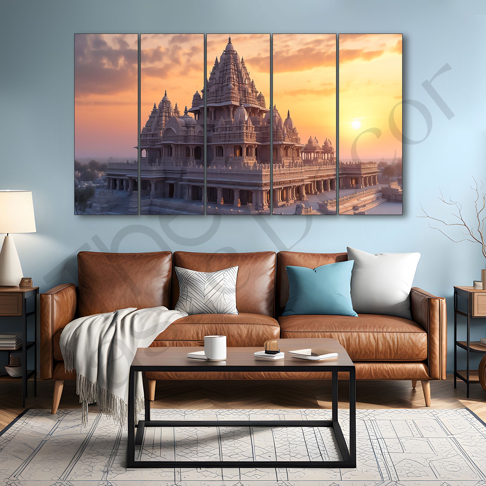 Ram Mandir Painting with frame Big Size Wall Art for living room,Bedroom,Drawing room,Hotels