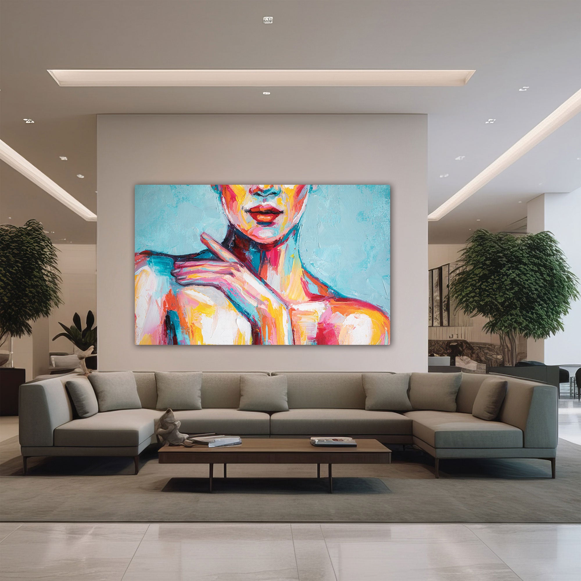 Women faceAbstract Canvas painting with frame Big Size Wall Art for living room,Bedroom,Drawing room,Hotels