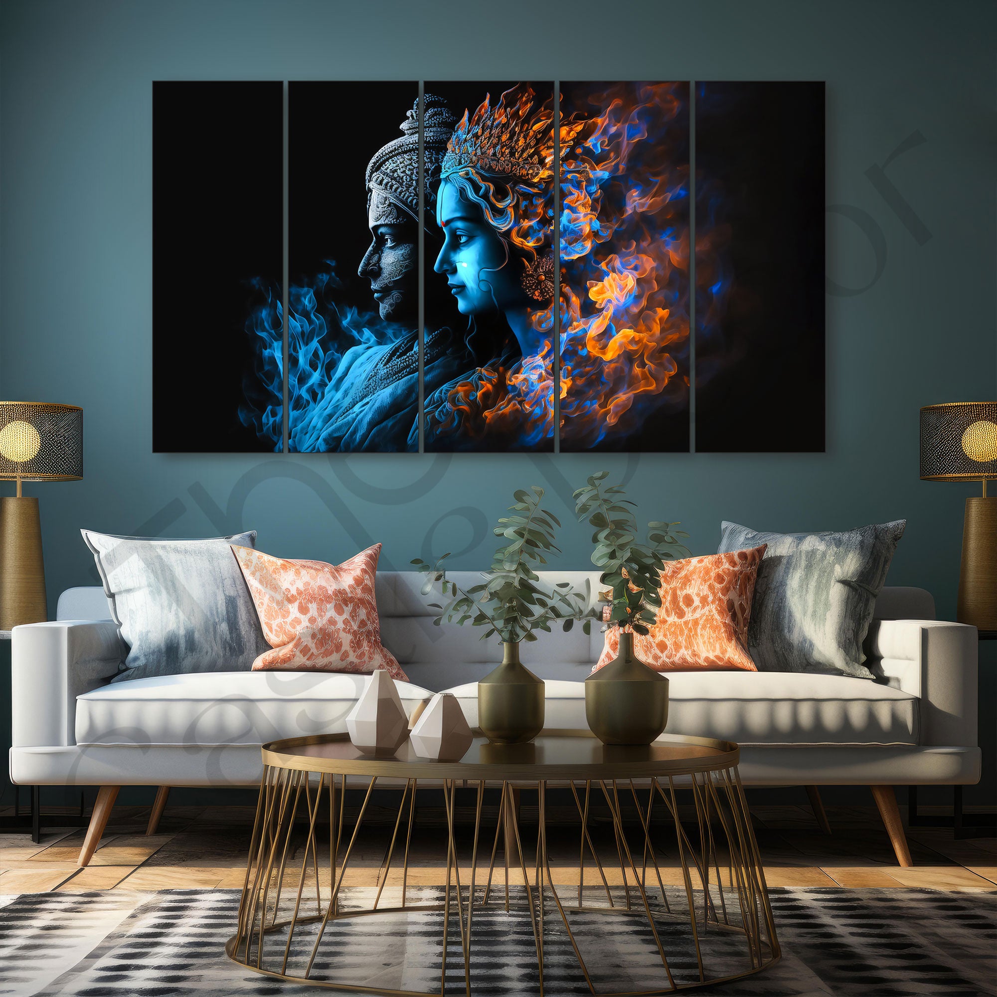 Radha Krishna Painting with frame Big Size Wall Art for living room,Bedroom,Drawing room,Hotels
