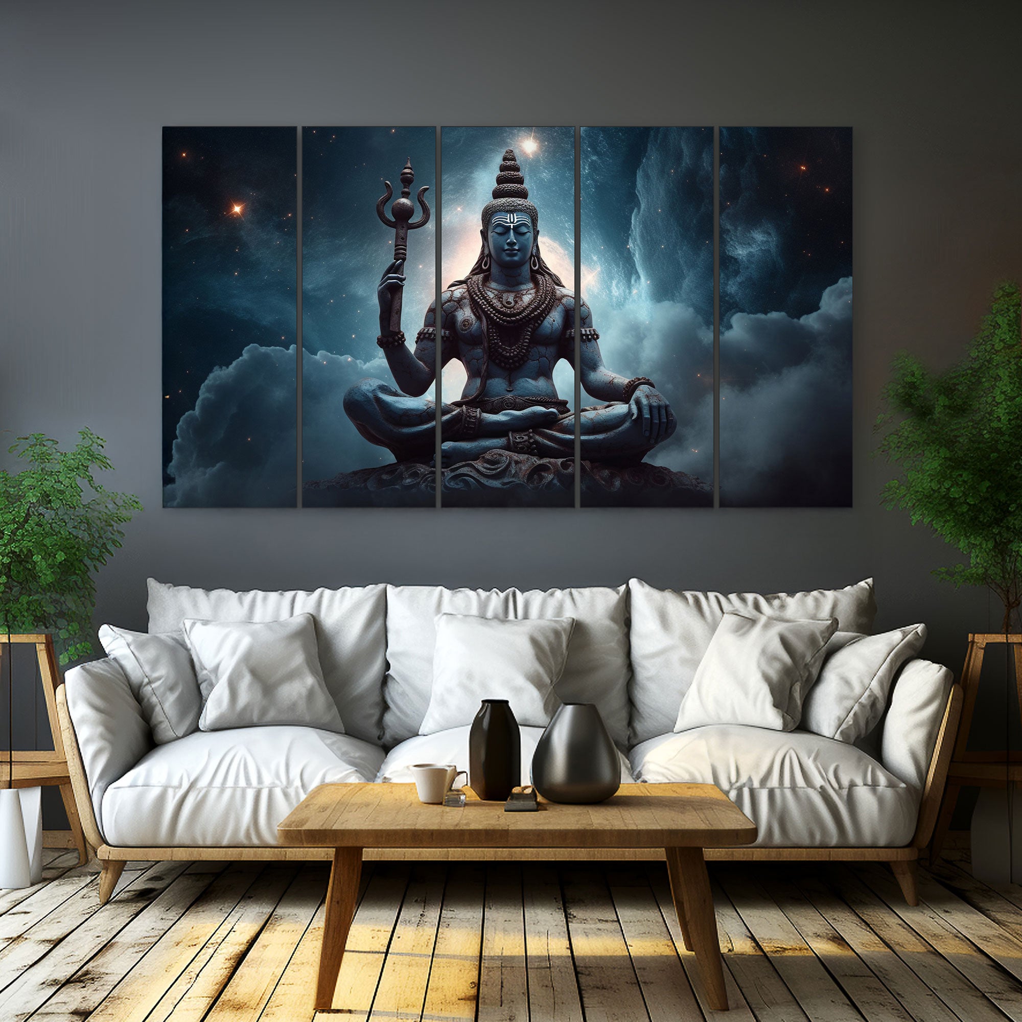 Lord Shiva Painting with frame Big Size Wall Art for living room,Bedroom,Drawing room,Hotels