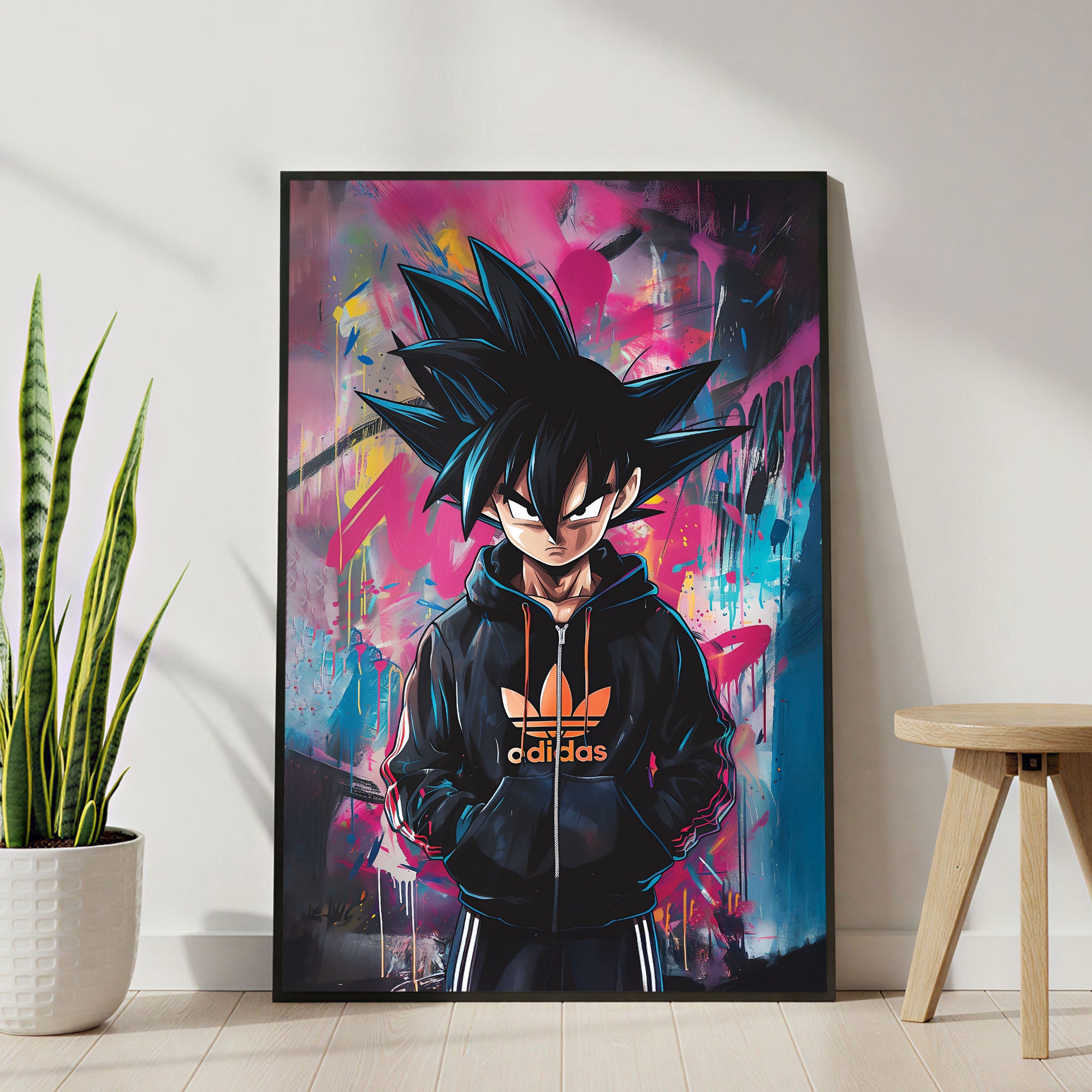 The Castle Decor Anime Street Art Wall Poster – Hoodie Warrior Graffiti Artwork, Premium Sparkle Finish Wall Décor, 20×30 Inch for Bedroom & Gaming Room