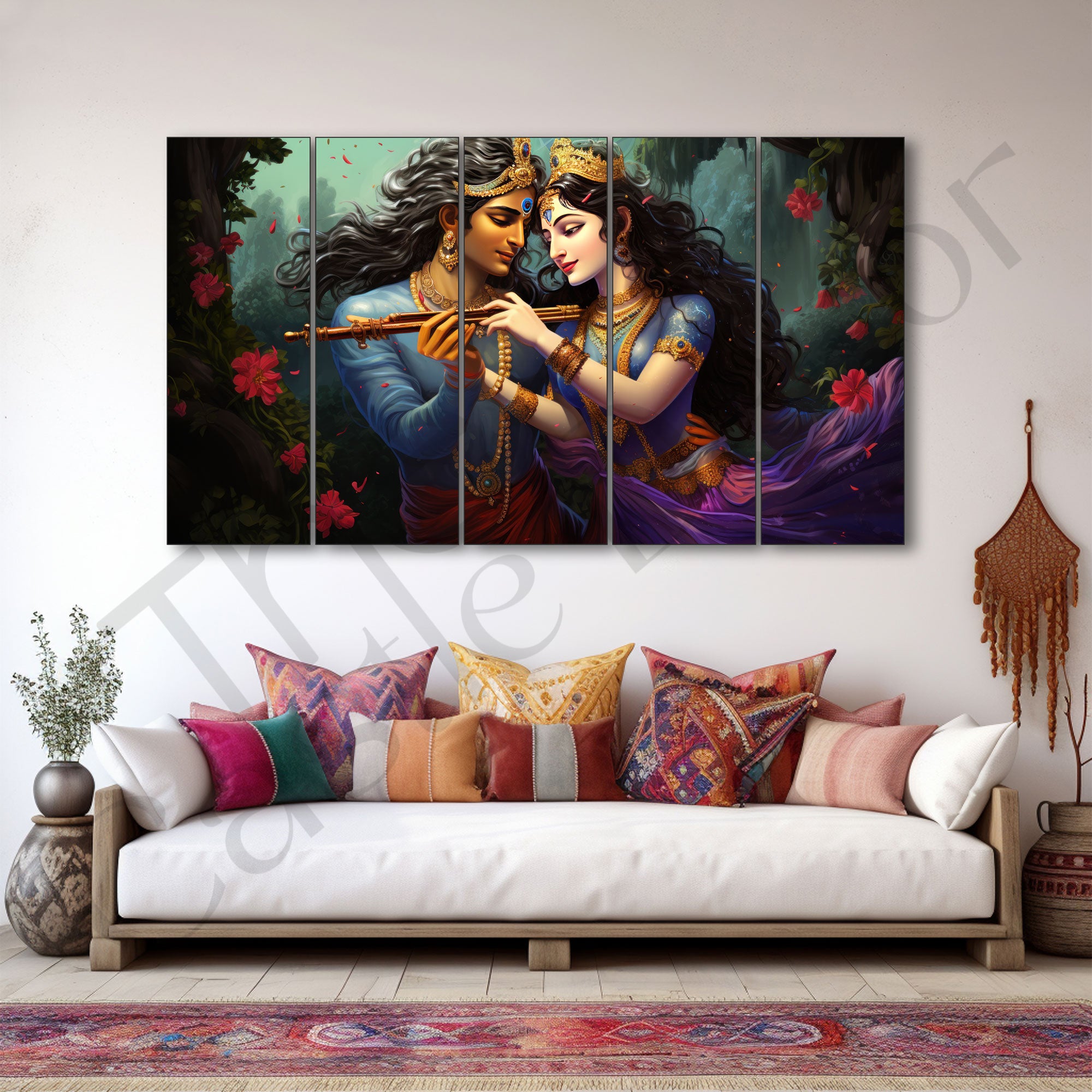 Radha Krishna Painting with frame Big Size Wall Art for living room,Bedroom,Drawing room,Hotels