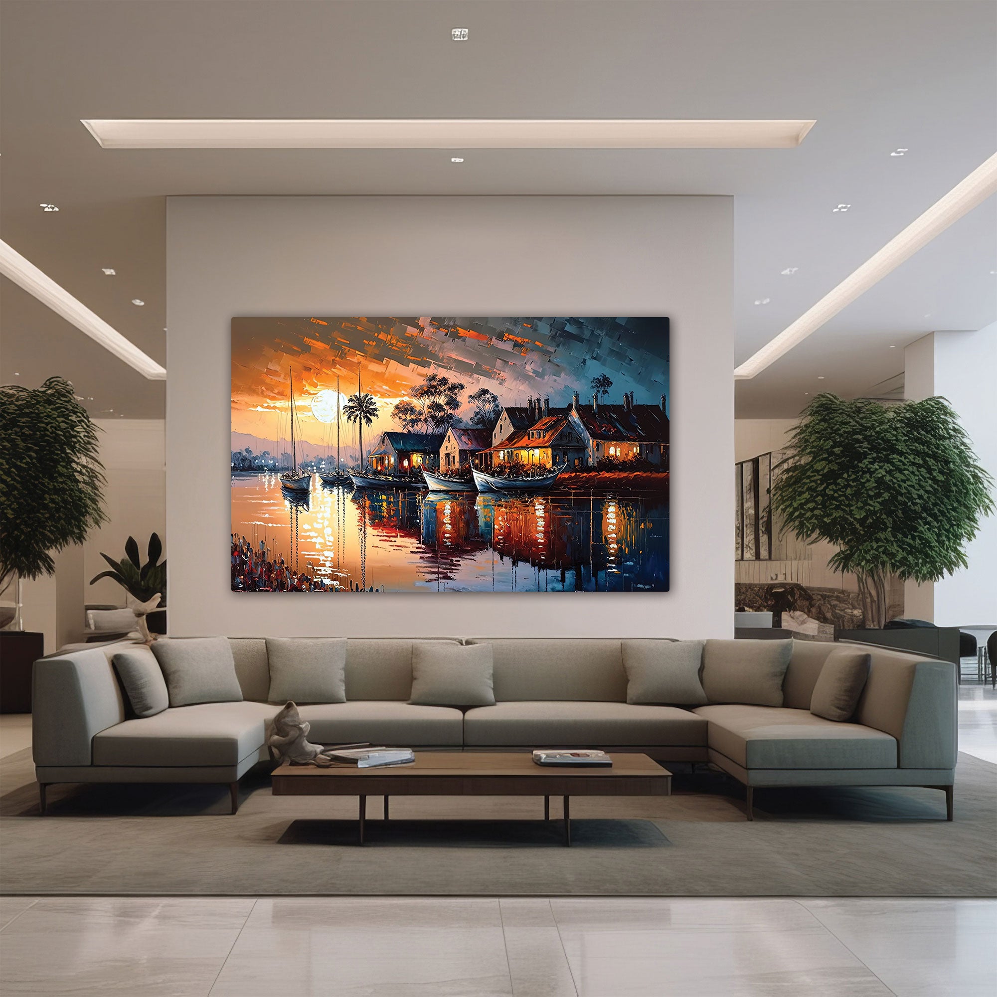 Cityscape Canvas painting with frame Big Size Wall Art for living room,Bedroom,Drawing room,Hotels