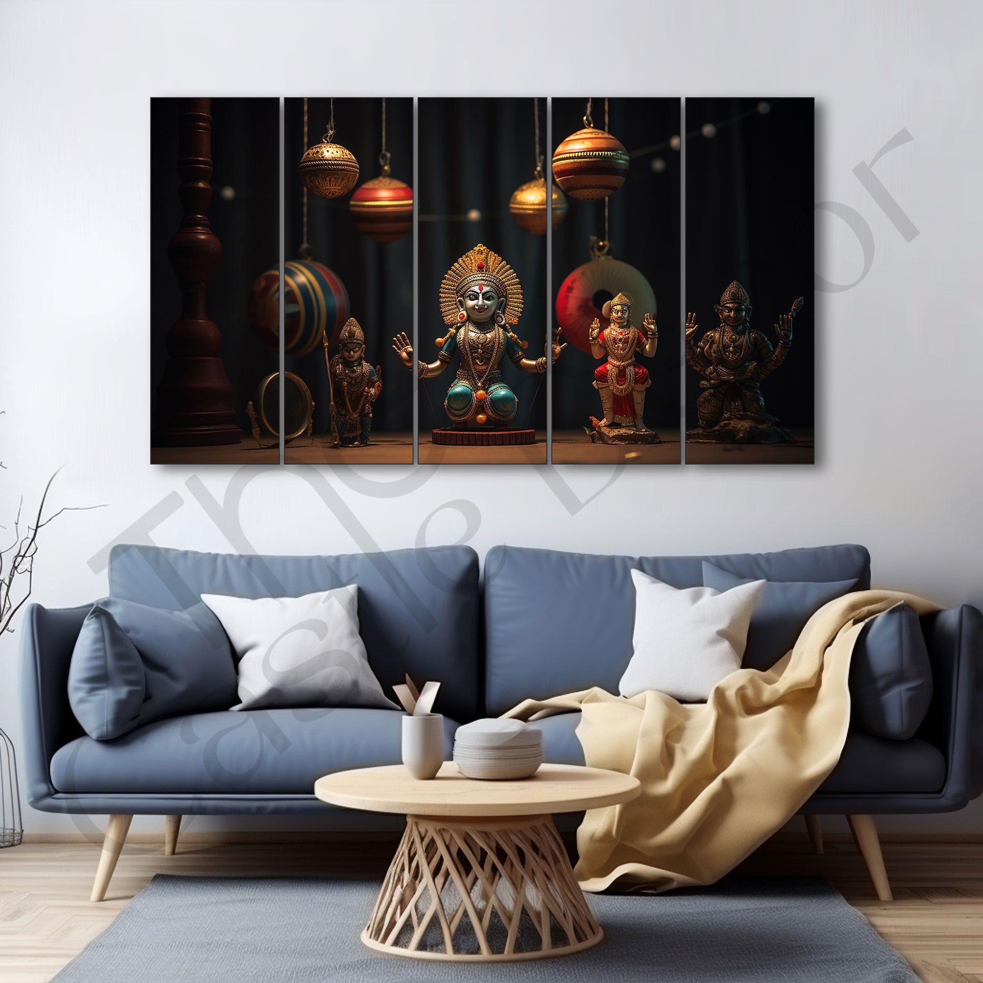 Durga Pooja Painting with frame Big Size Wall Art for living room,Bedroom,Drawing room,Hotels