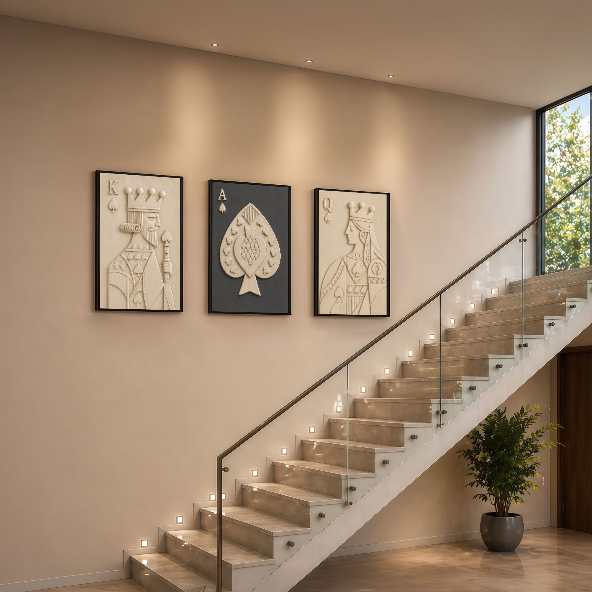 The Castle Decor 3-Piece Modern Minimalist 3D Relief Wall Art Set – Abstract Geometric Sculptural Framed Art, Neutral Terracotta & Cream Textured Bas-Relief Panels for Living Room, Staircase, Entryway (Copy)