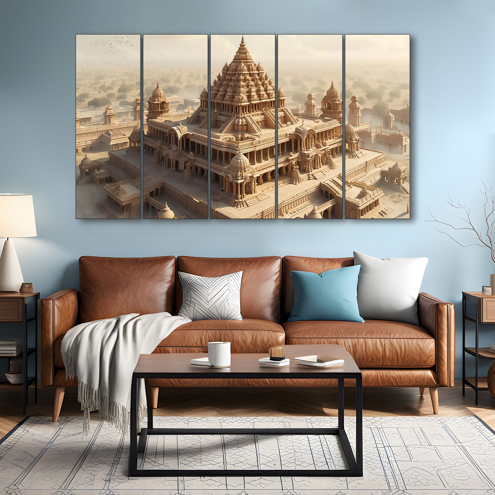 Ram Mandir Painting with frame Big Size Wall Art for living room,Bedroom,Drawing room,Hotels