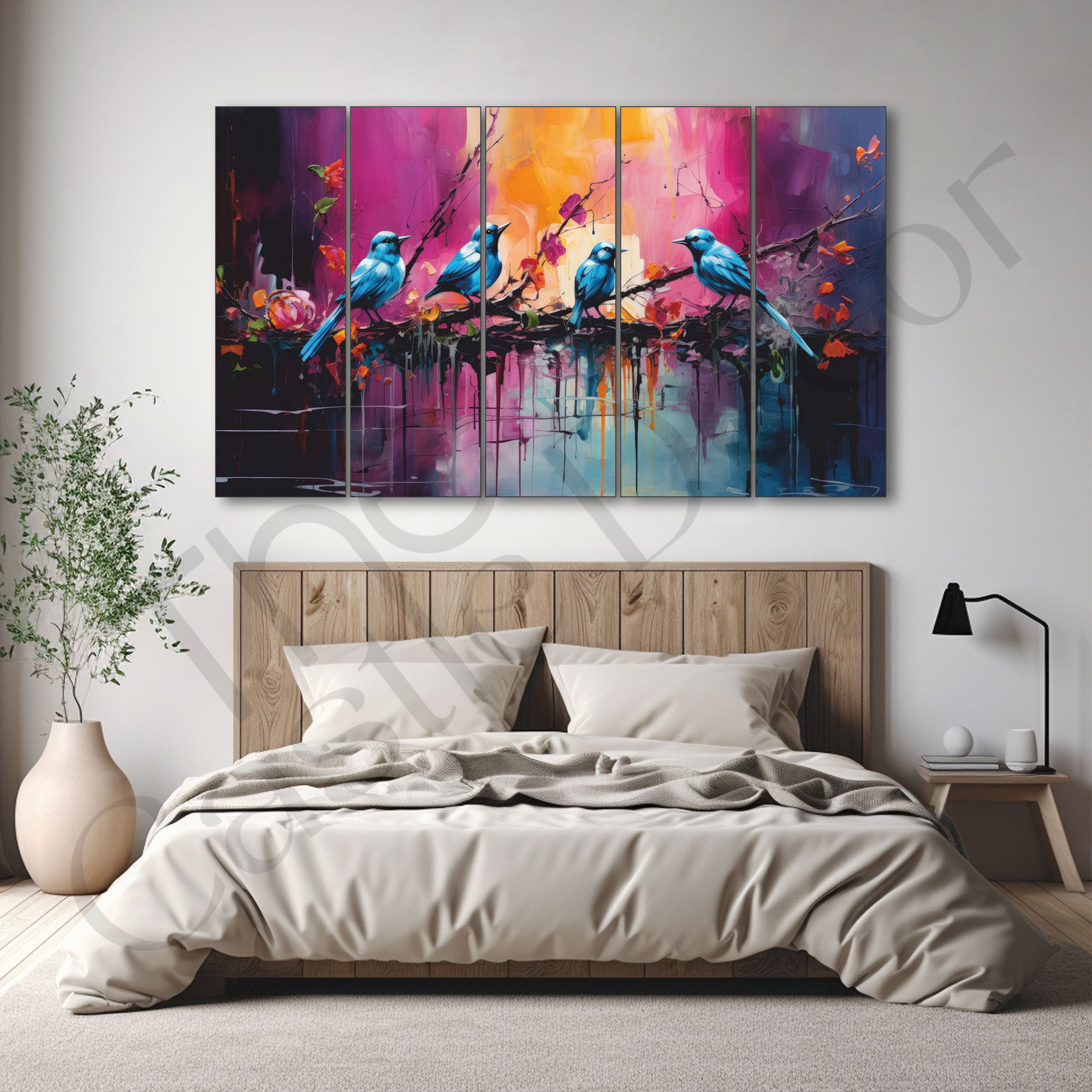 Birds Painting with frame Big Size Wall Art for living room,Bedroom,Drawing room,Hotels