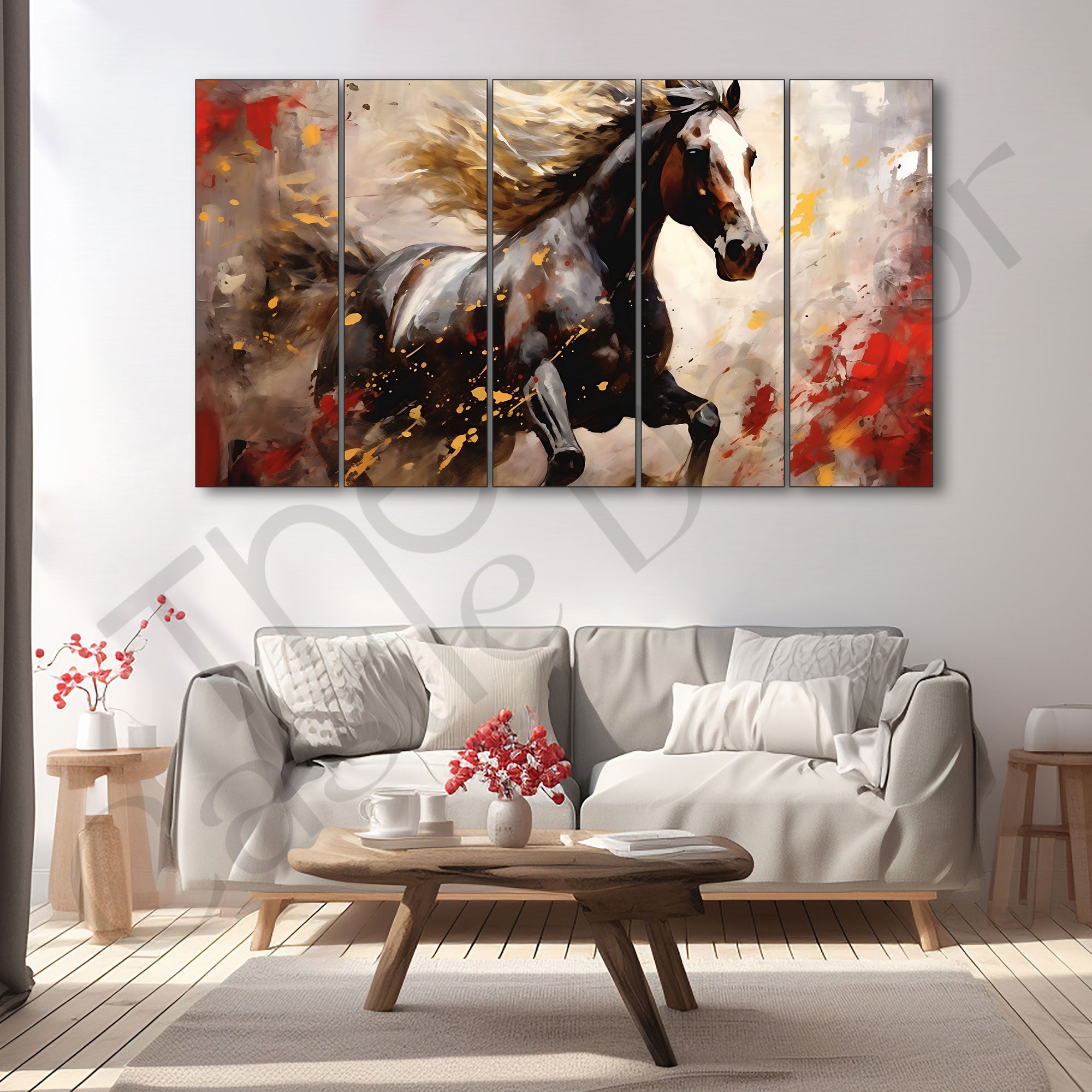 Modern Horses Painting with frame Big Size Wall Art for living room,Bedroom,Drawing room,Hotels
