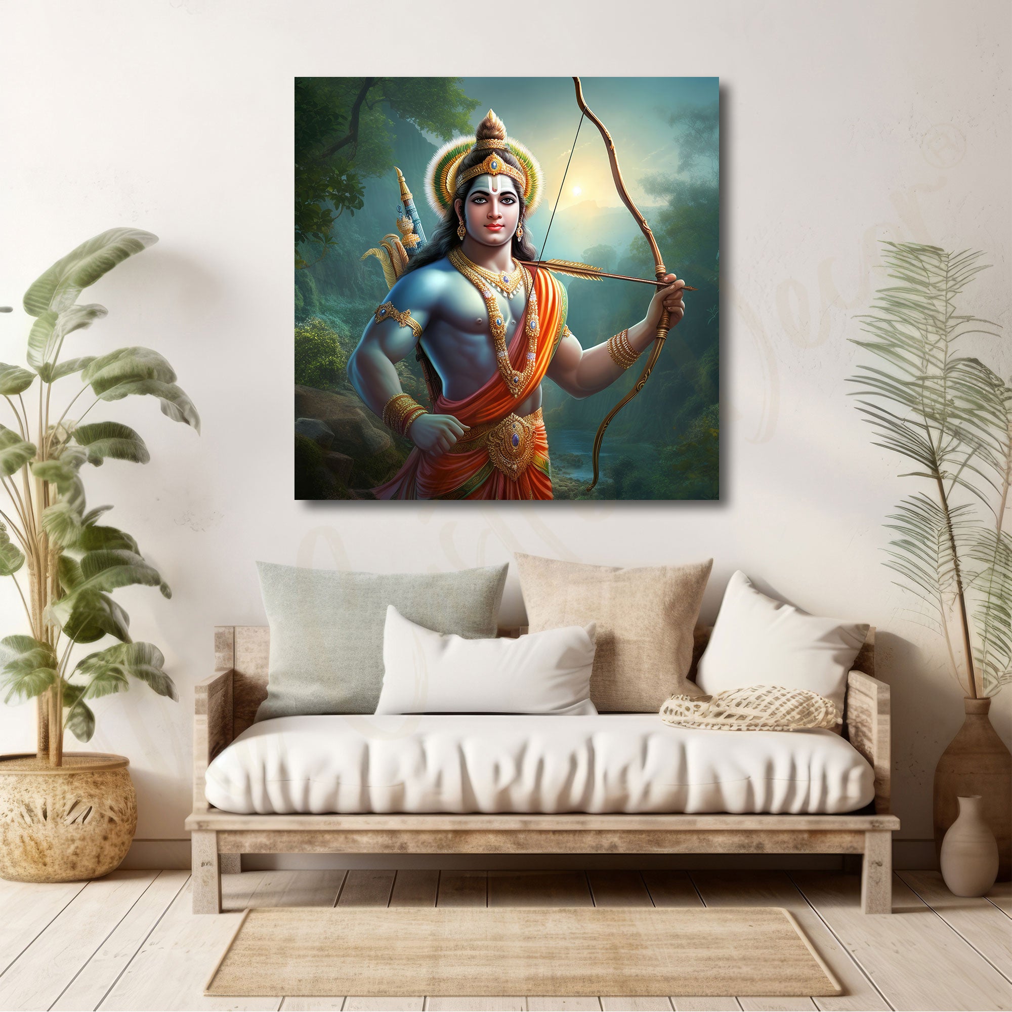 Ram mandir/Jai sri Ram painting with frame Big Size Wall Art for living room,Bedroom,Drawing room,Hotels