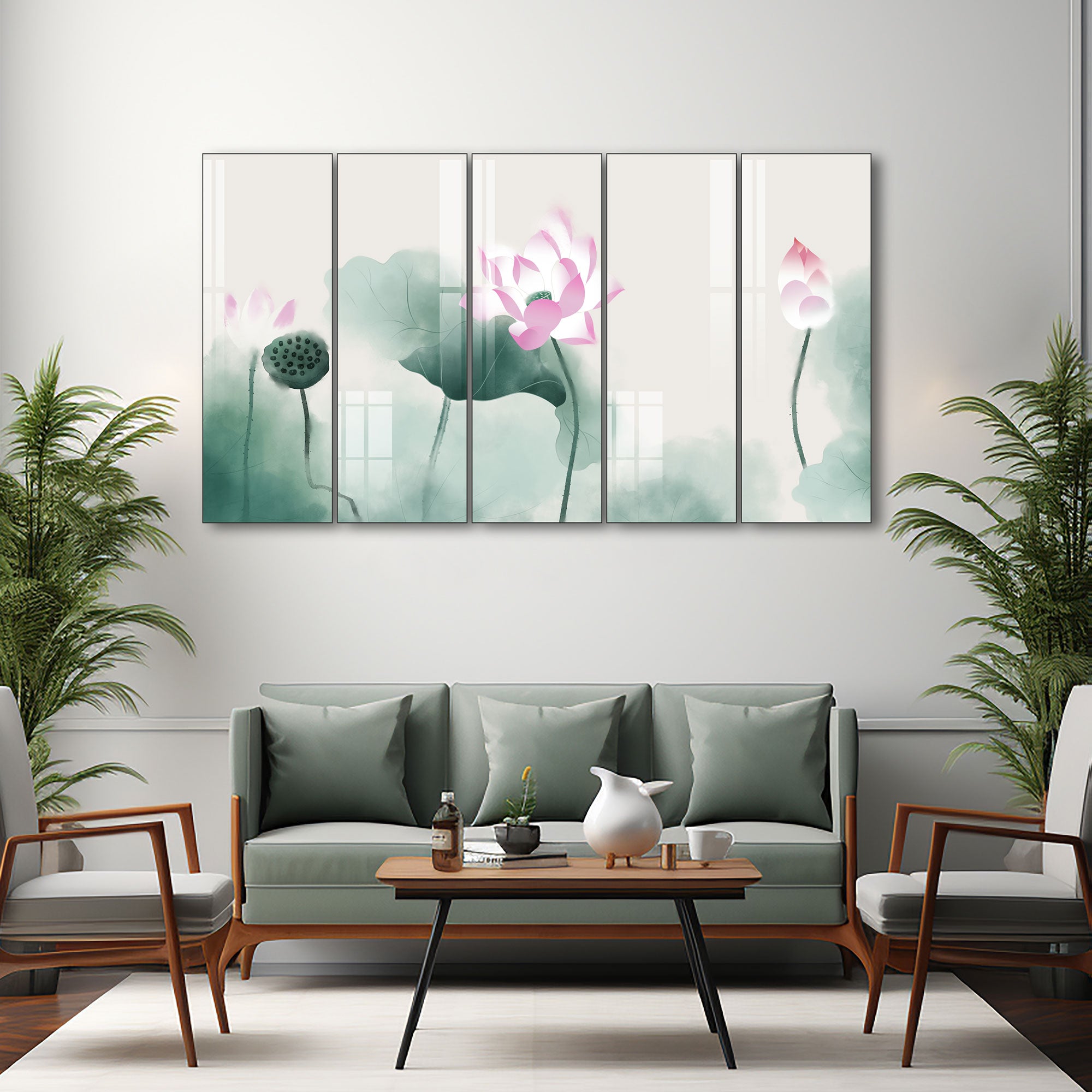 Lotus Painting with frame Big Size Wall Art for living room,Bedroom,Drawing room,Hotels 36x60"