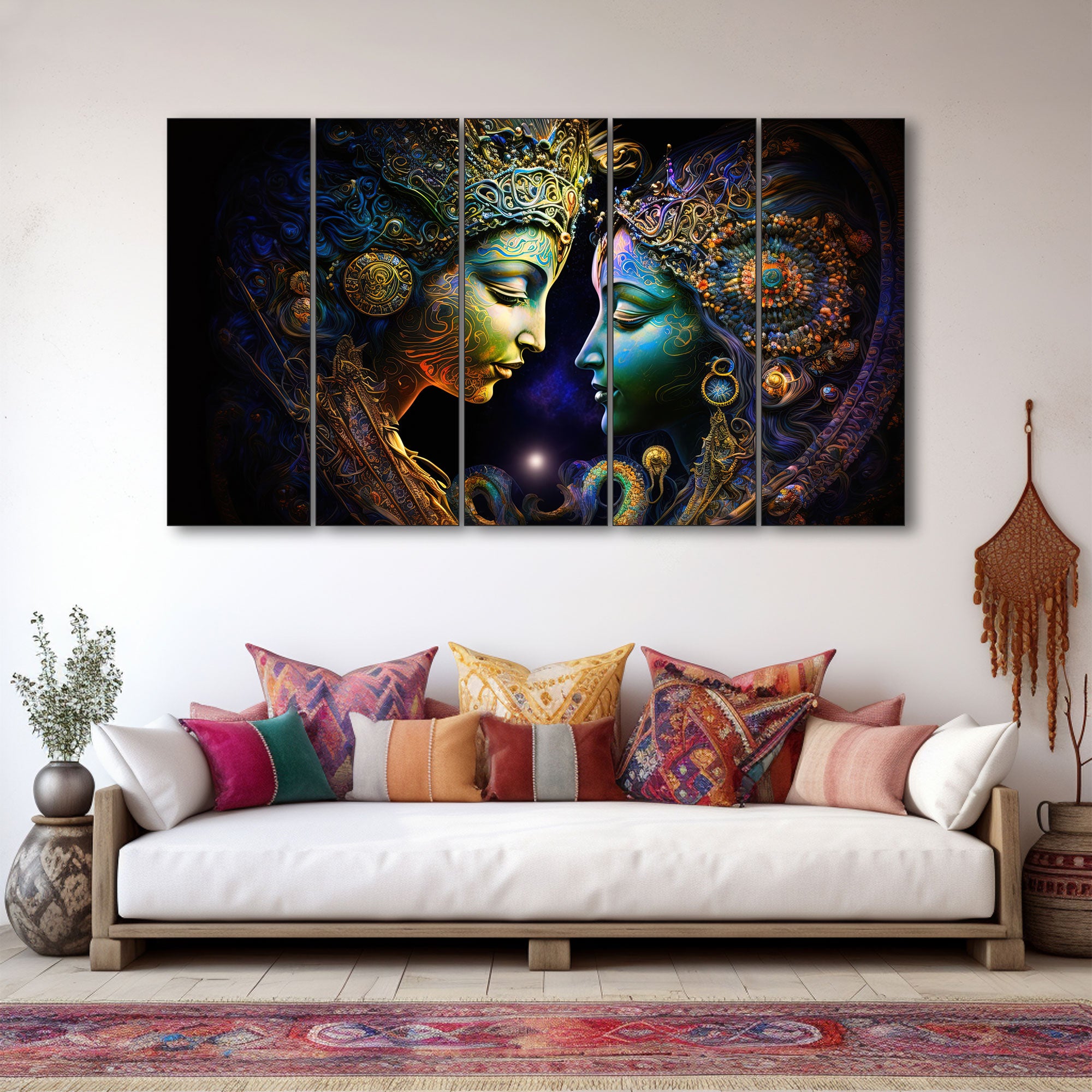 Radha Krishna Painting with frame Big Size Wall Art for living room,Bedroom,Drawing room,Hotels