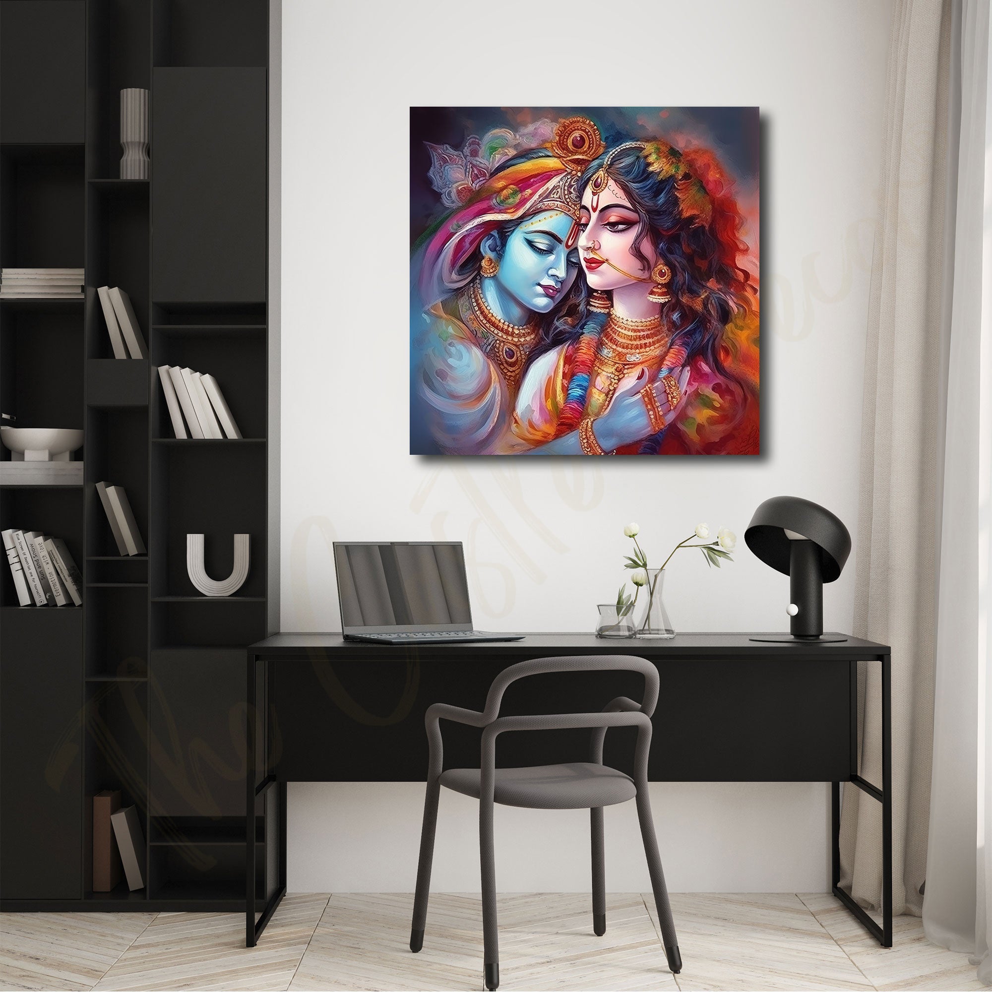 Radha krishan painting with frame Big Size Wall Art for living room,Bedroom,Drawing room,Hotels