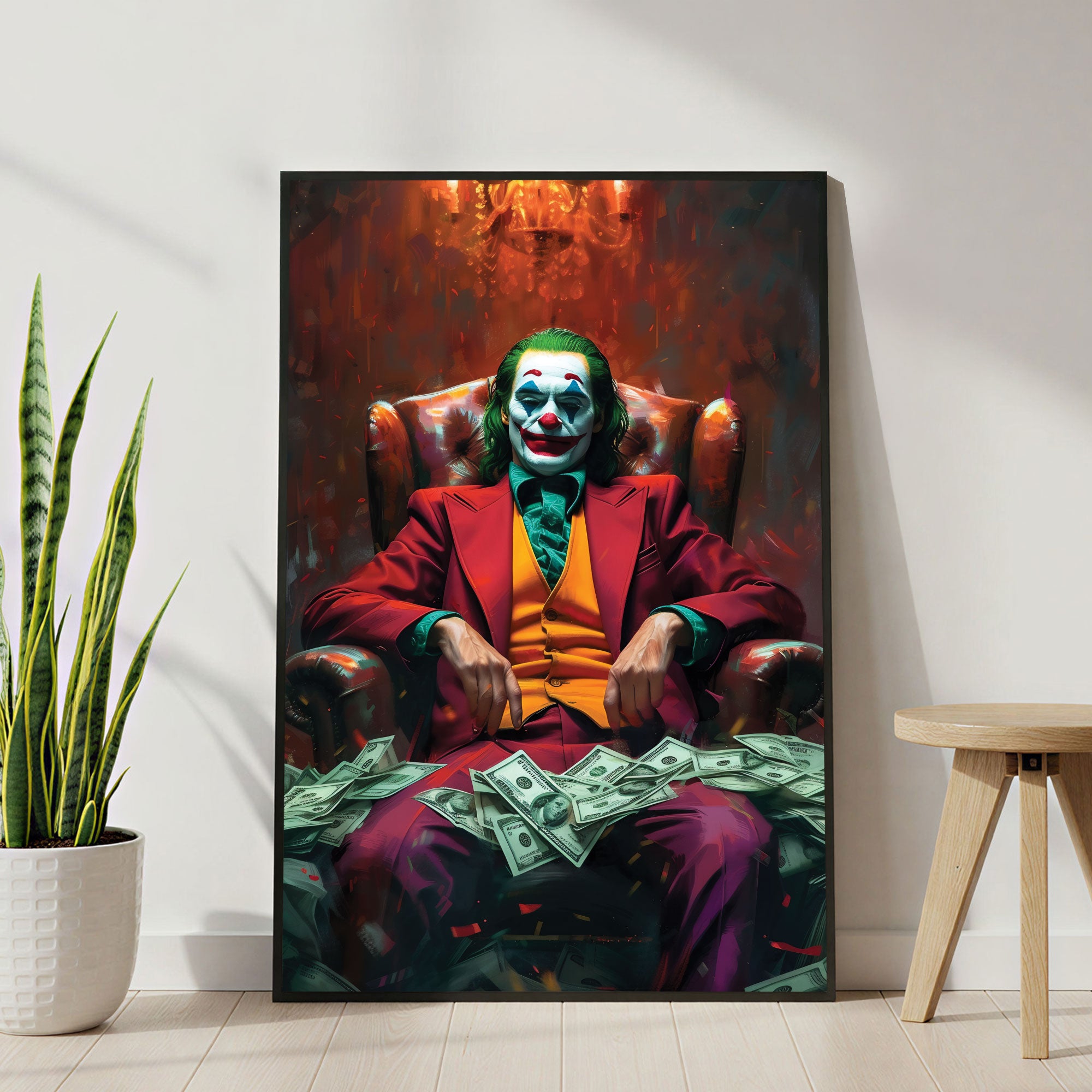 The Castle Decor Joker Inspired Wall Art Print – Dark Luxury Movie Style Artwo Sparkle Finish Wall Décor, 20×30 Inch for Living Room, Bedroom & Office