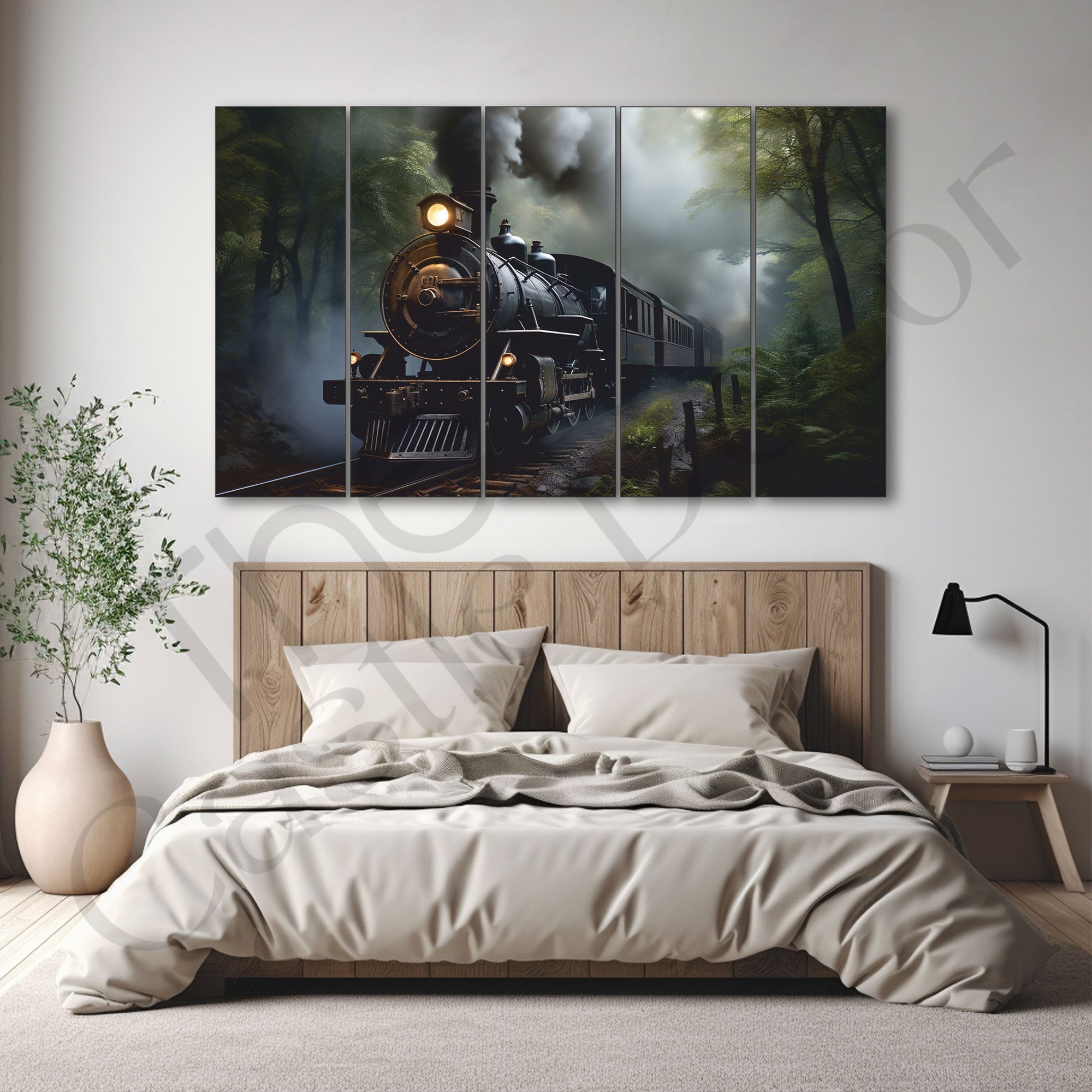 Train Painting with frame Big Size Wall Art for living room,Bedroom,Drawing room,Hotels