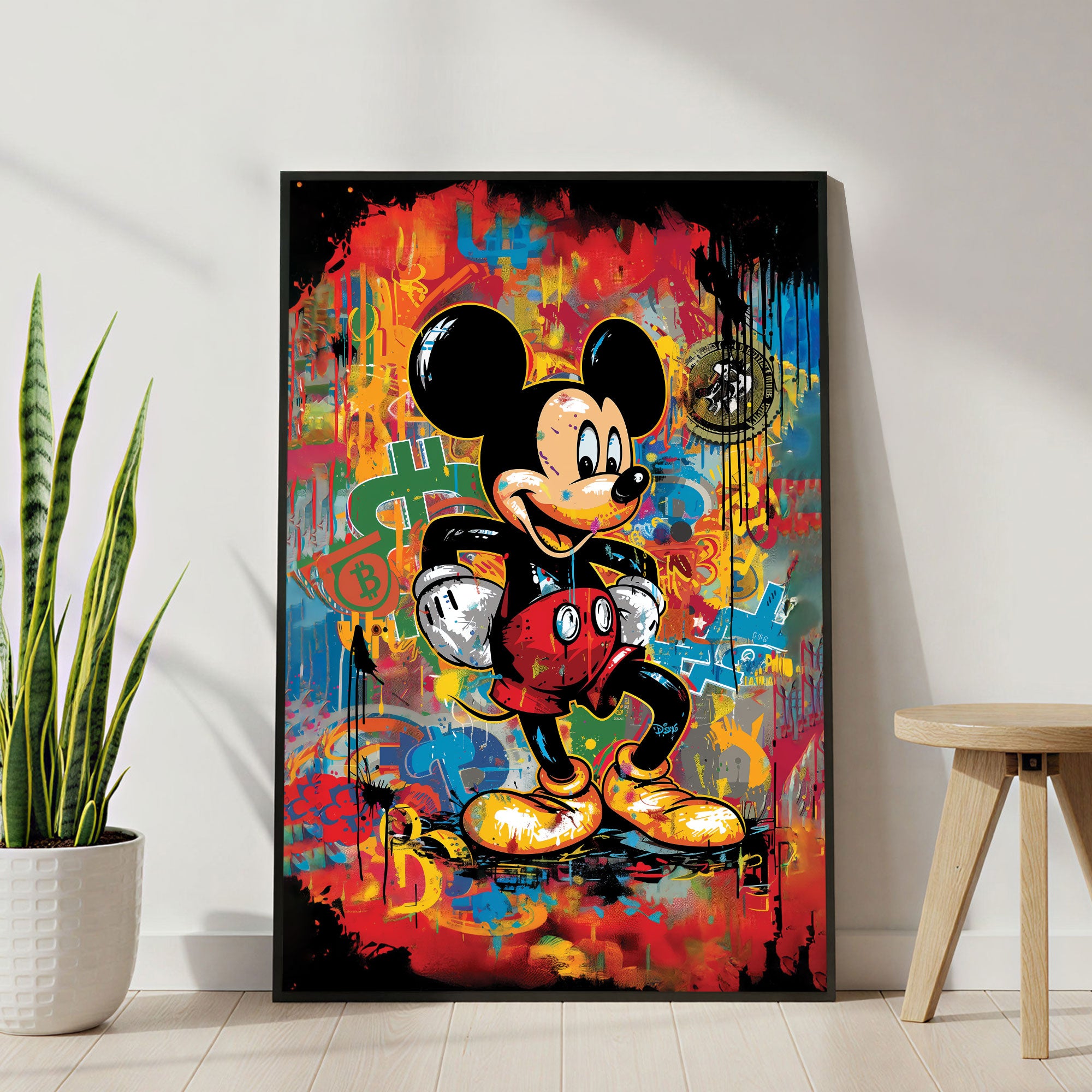 The Castle Decor Mickey Mouse Inspired Wall Art – Pop Art Street Style Artwork, Vibrant Sparkle Finish Wall Décor, 20×30 Inch for Home, Office & Studio