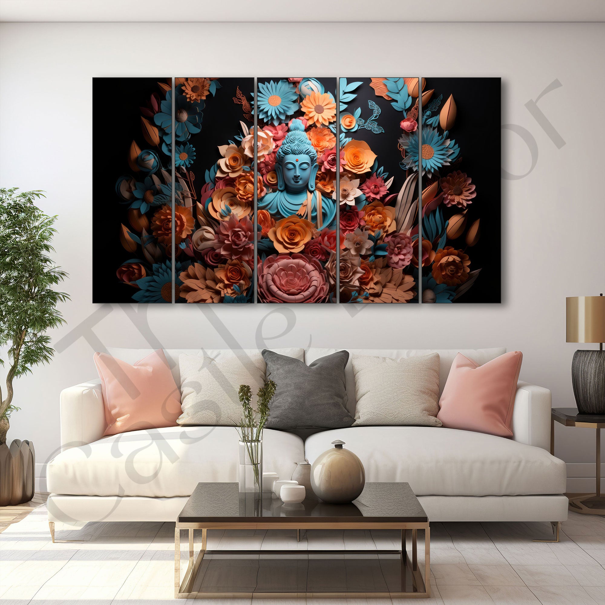 Lord Budha Painting with frame Big Size Wall Art for living room,Bedroom,Drawing room,Hotels