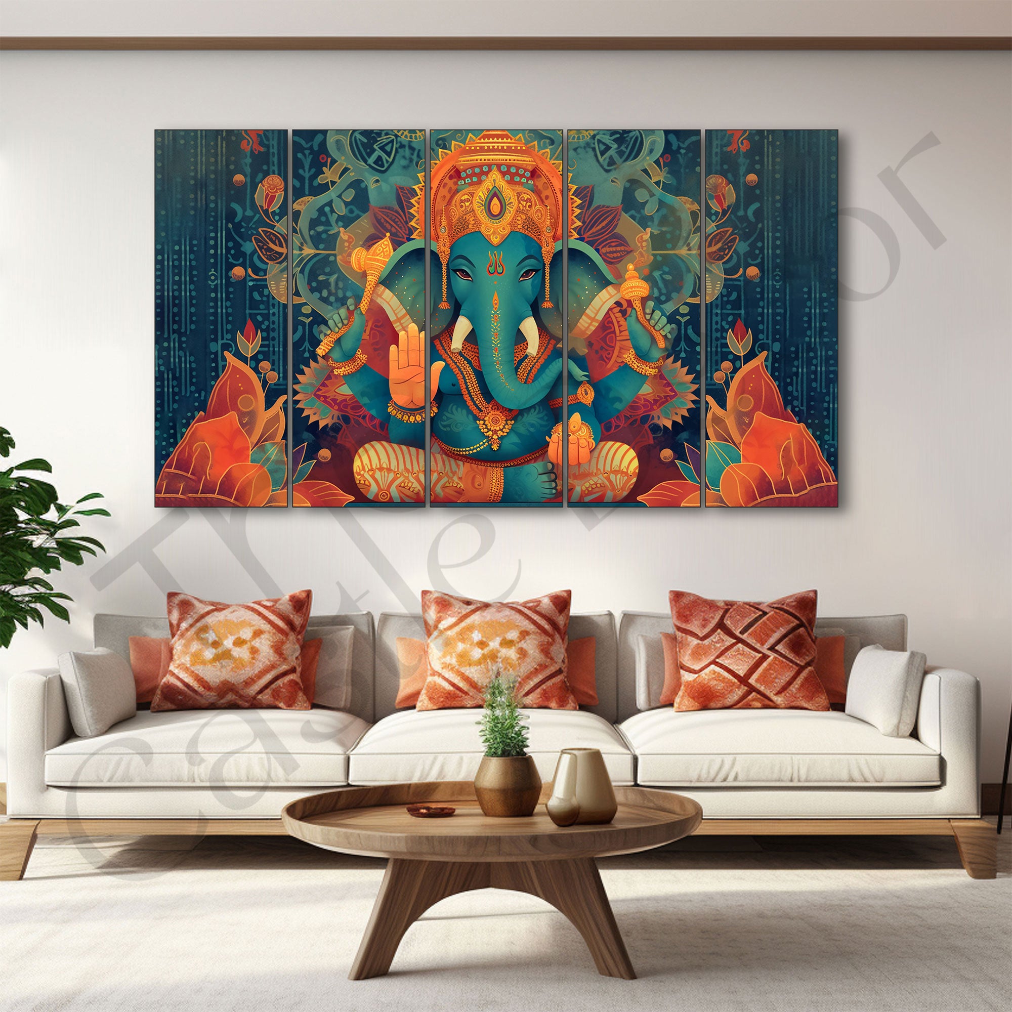 Lord Ganesha Painting with frame Big Size Wall Art for living room,Bedroom,Drawing room,Hotels