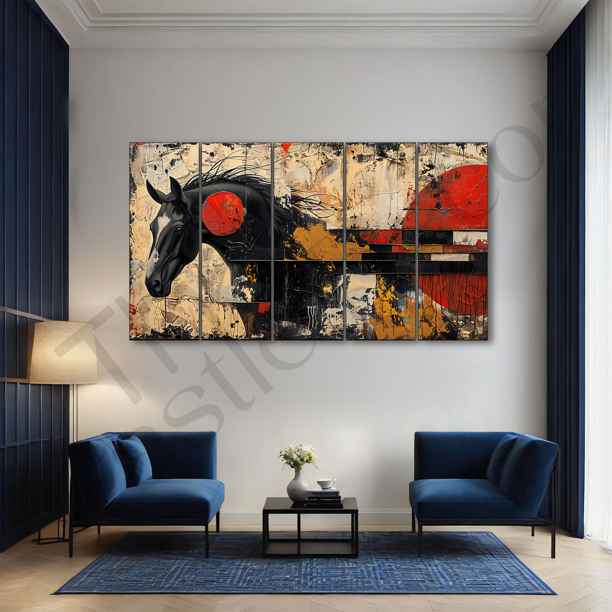 Modern Horses Painting with frame Big Size Wall Art for living room,Bedroom,Drawing room,Hotels