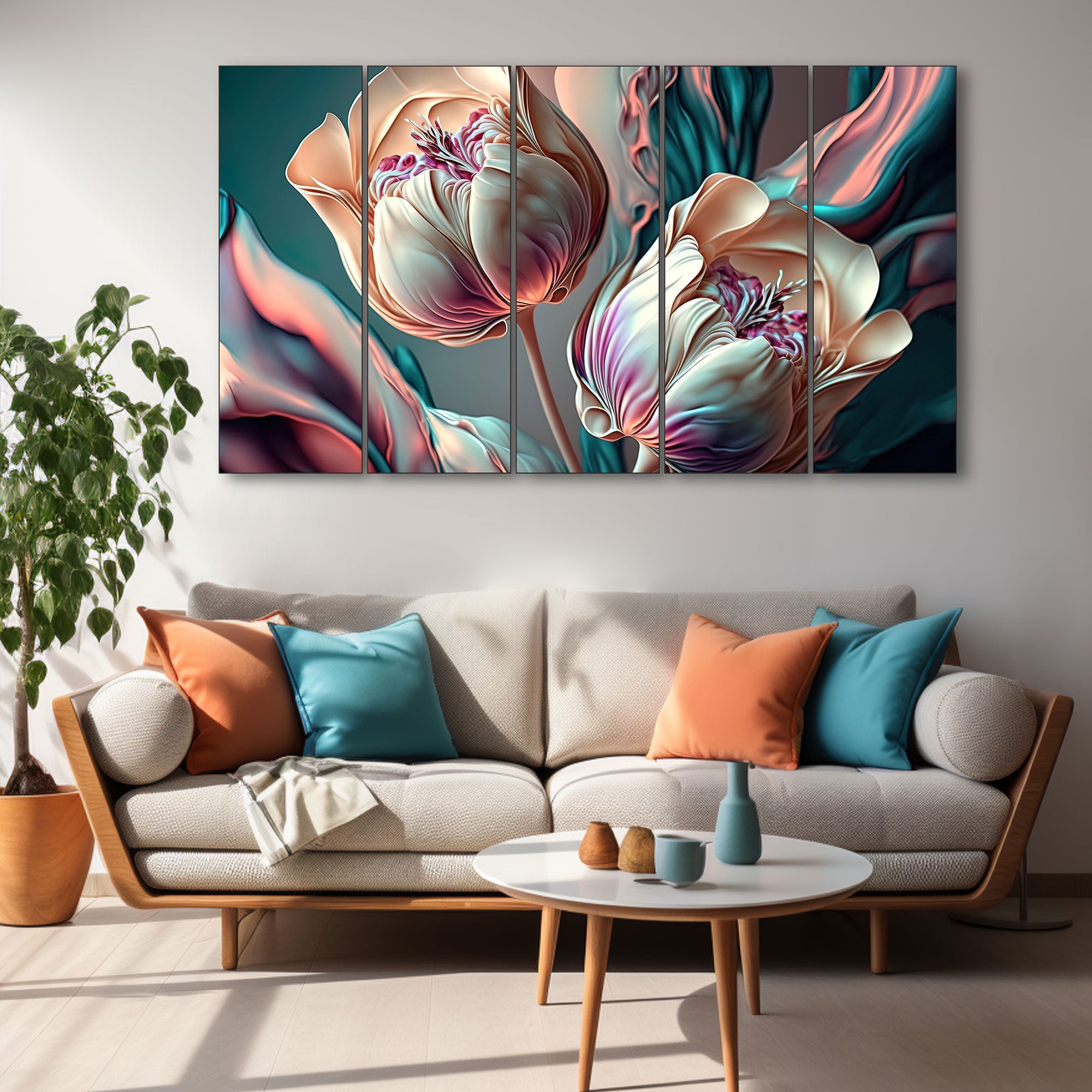 Flower Painting with frame Big Size Wall Art for living room,Bedroom,Drawing room,Hotels 27x48"