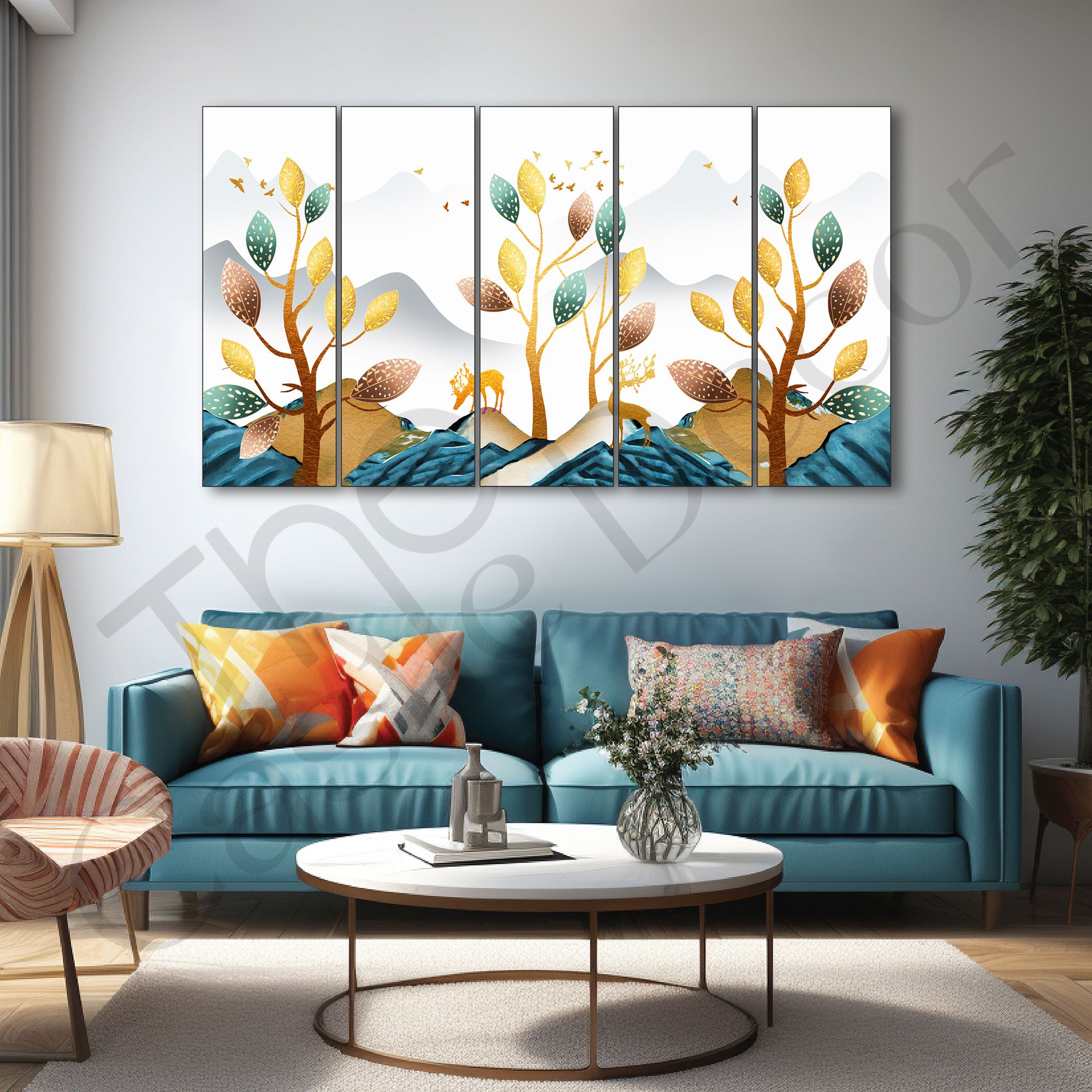 Golden Deer Painting with frame Big Size Wall Art for living room,Bedroom,Drawing room,Hotels