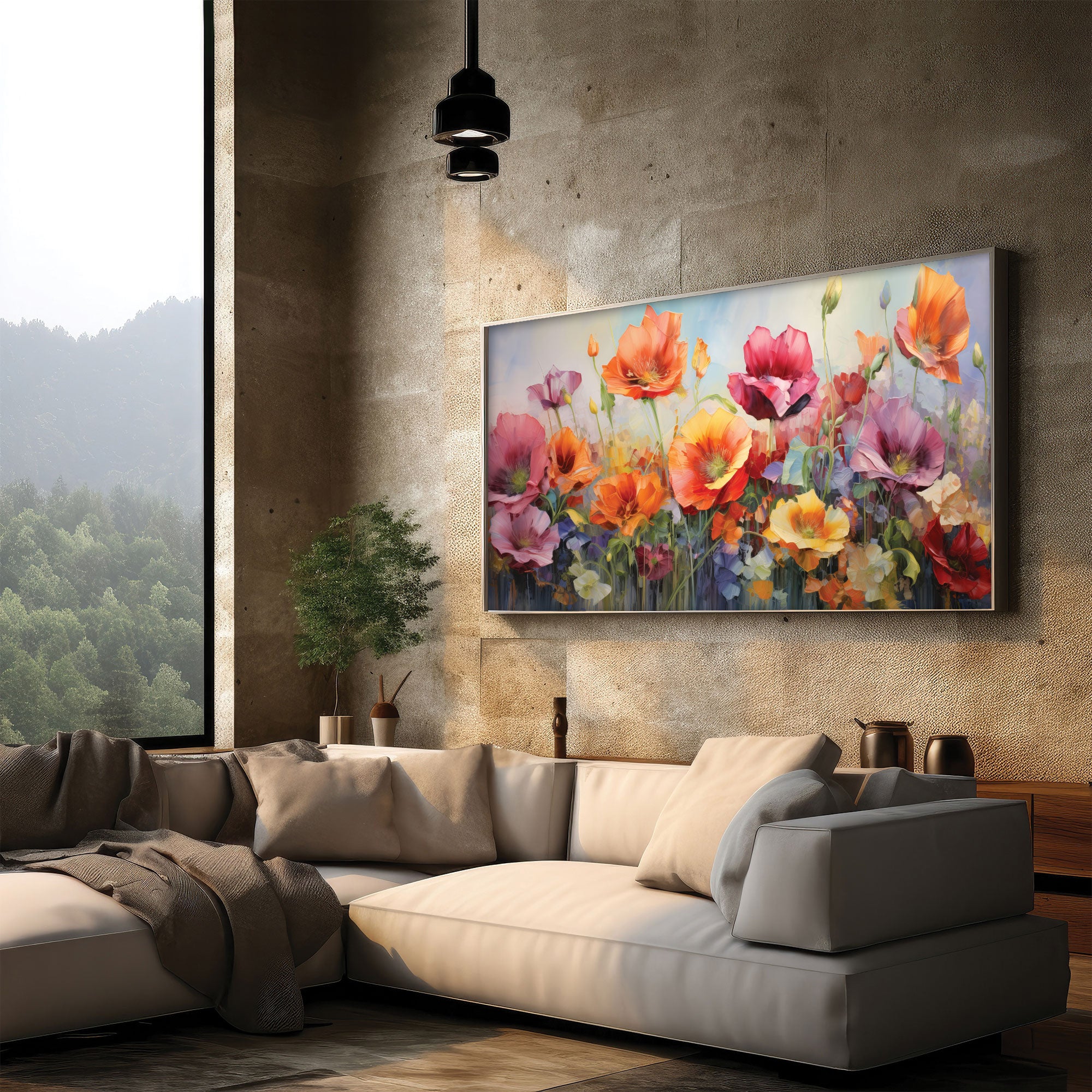 FlowersAbstract Canvas painting with frame Big Size Wall Art for living room,Bedroom,Drawing room,Hotels