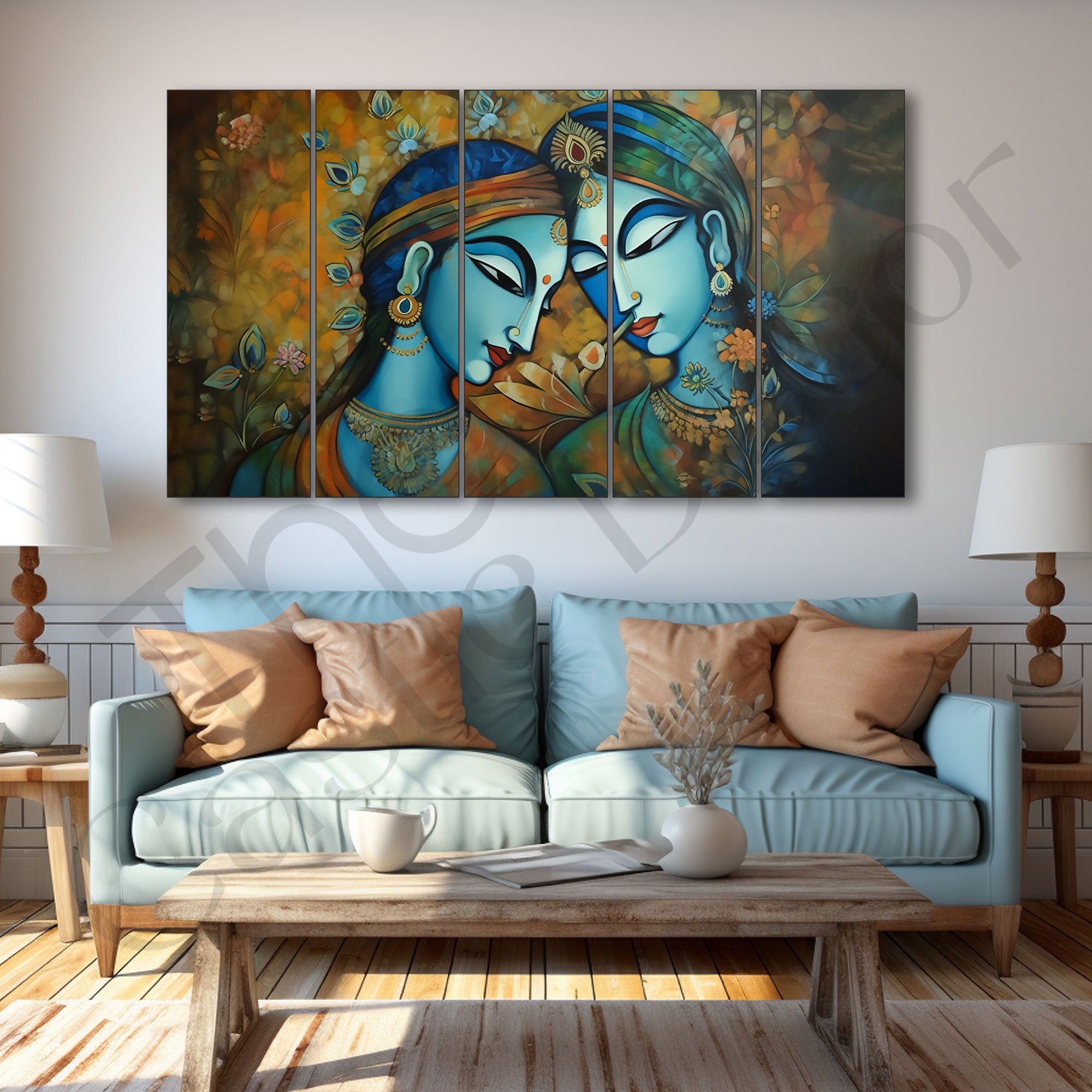 Radha Krishna Painting with frame Big Size Wall Art for living room,Bedroom,Drawing room,Hotels