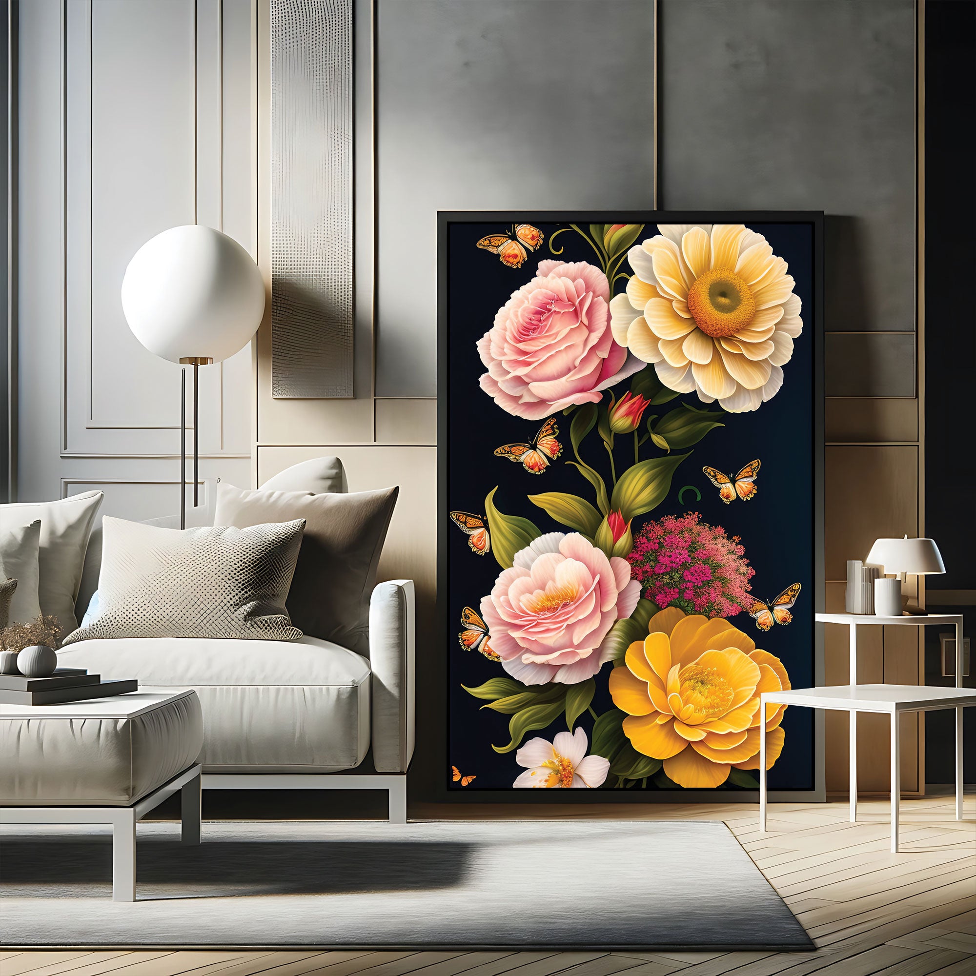 FlowerAbstract Canvas painting with frame Big Size Wall Art for living room,Bedroom,Drawing room,Hotels