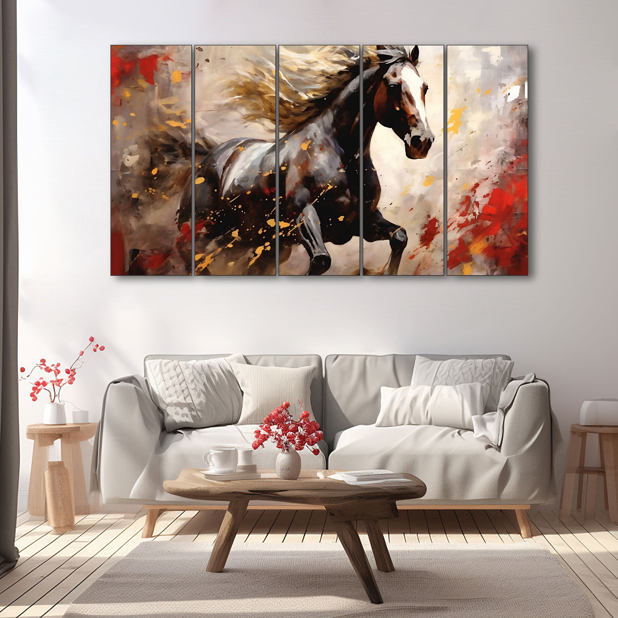 Modern Horses Painting with frame Big Size Wall Art for living room,Bedroom,Drawing room,Hotels